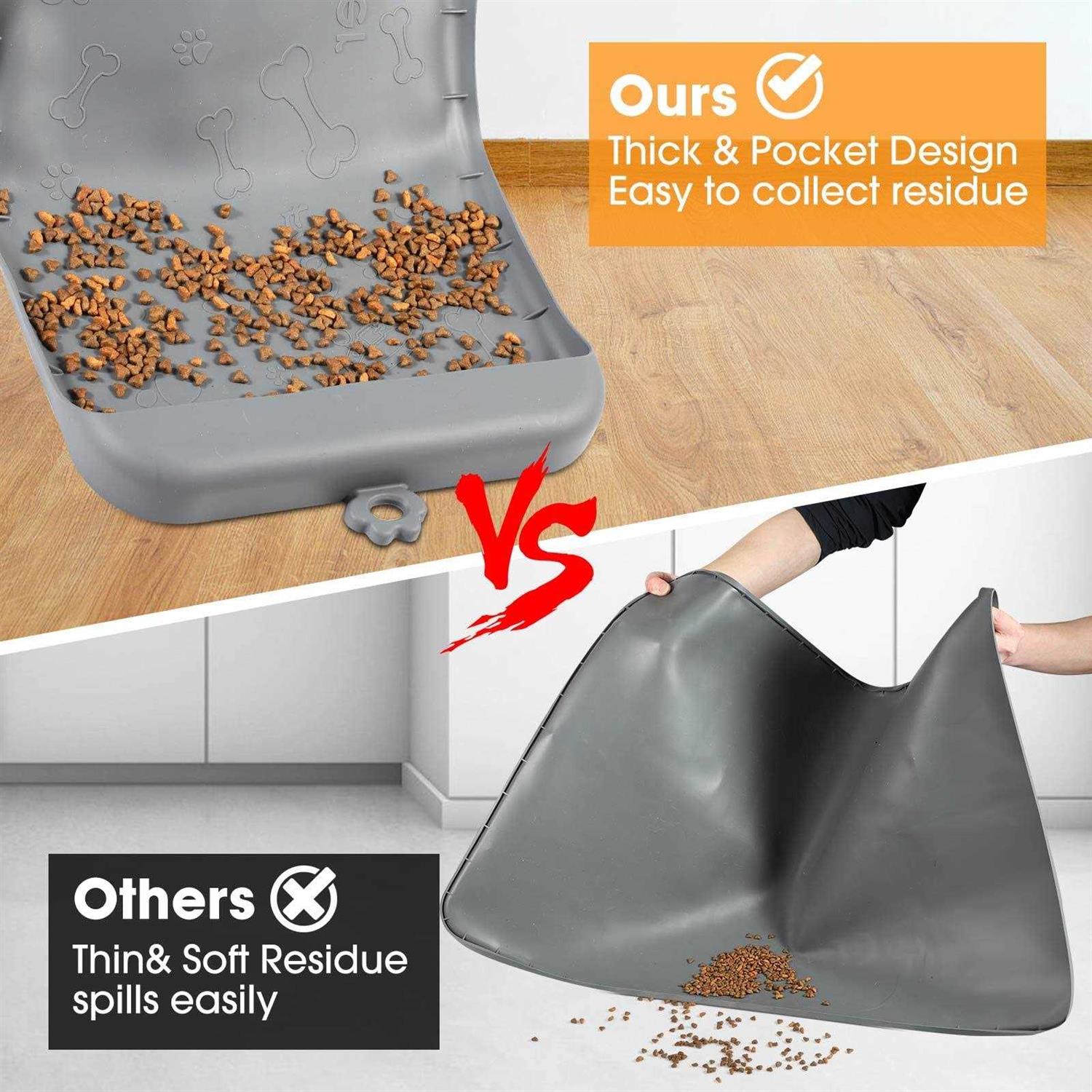 Dog Food Mat with Pocket, Baboies Silicone Dog Mat for Food and Water