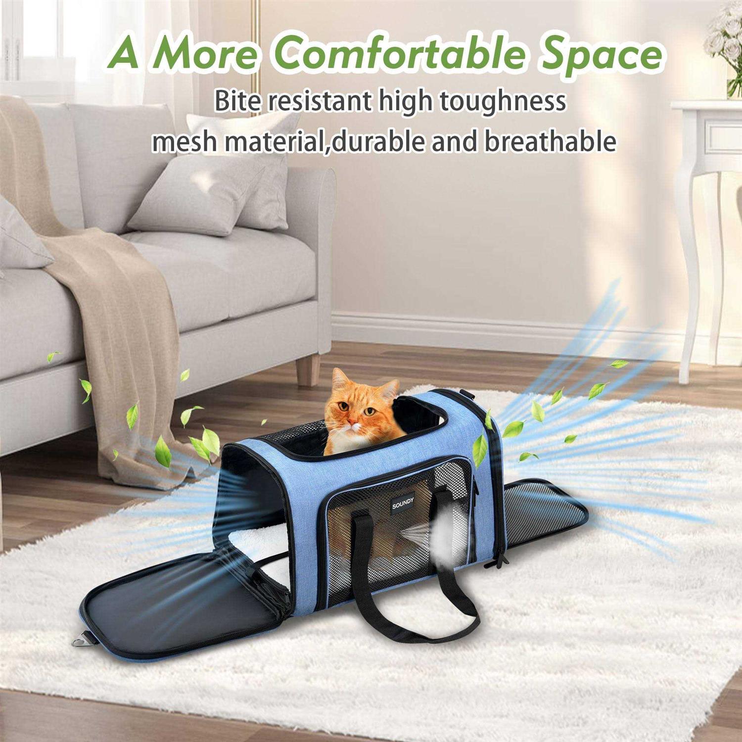 Soundy Dog Carrier Cat Carriers Airline Approved Pet Carrier for Small Medium Dogs Cats Puppies Collapsible Soft Sided Travel Puppy car
