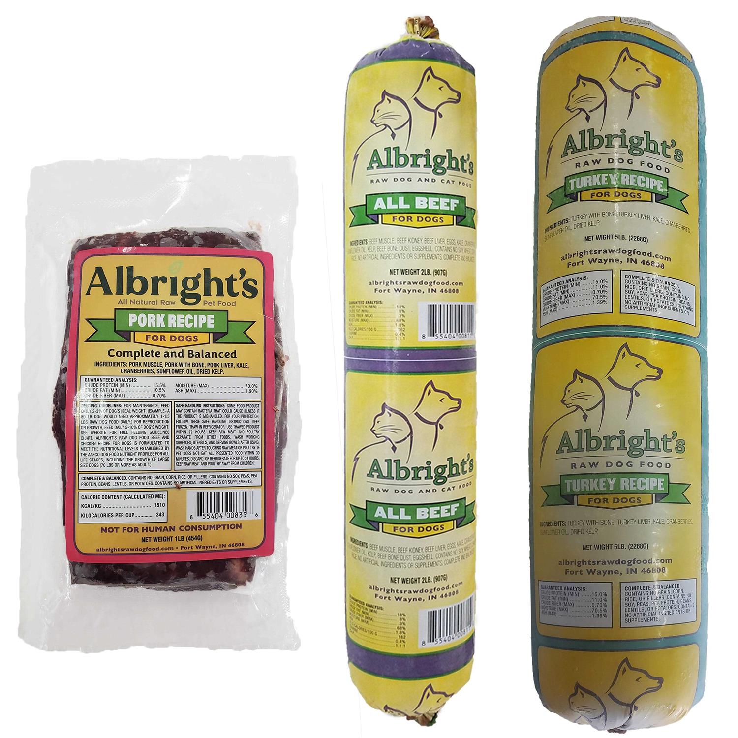 Albright’s Raw Frozen Dog Food Chubs