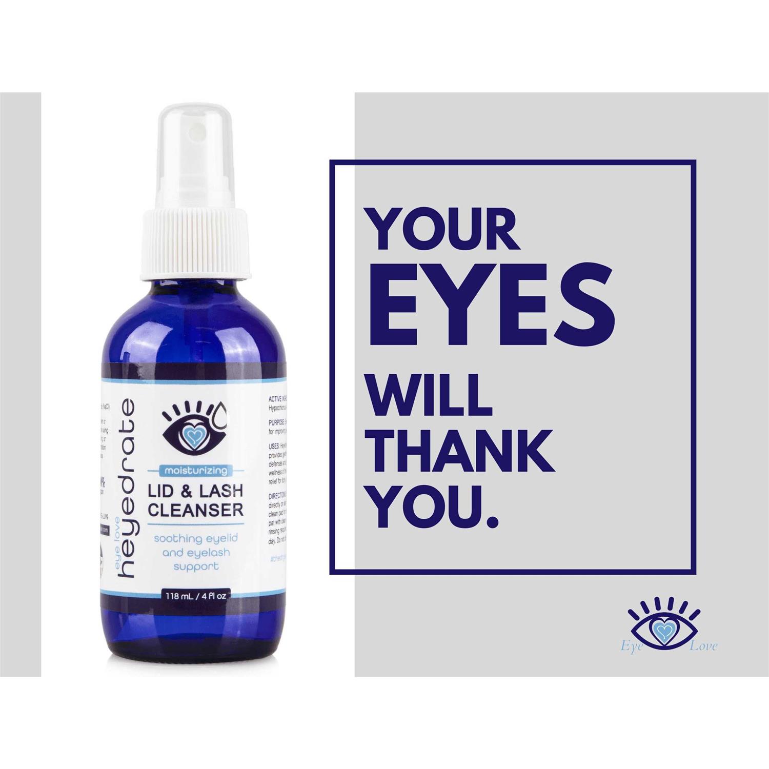 Heyedrate Lid and Lash Cleanser for Eye Irritation and Eyelid Relief