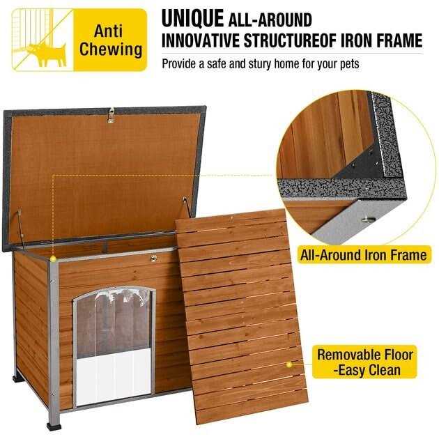 aivituvin Wooden Heavy-Duty Dog Crates House with Strong Iron Frame