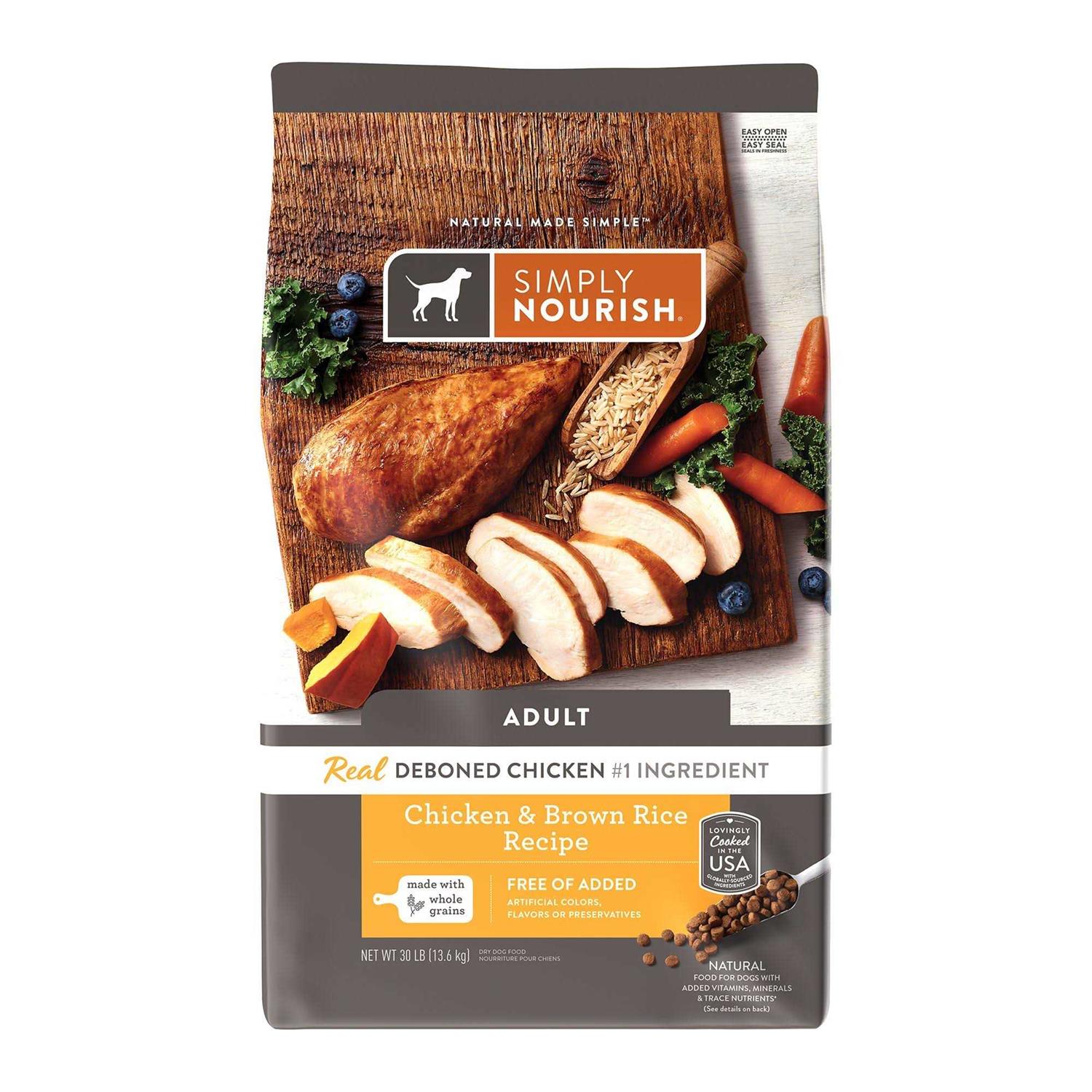 Simply Nourish Adult Dry Dog Food Natural Chicken and Brown Rice