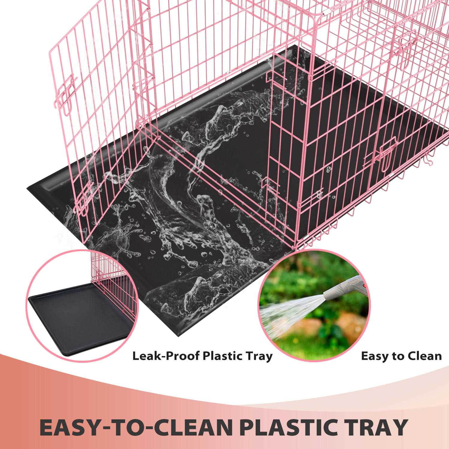 Yrllensdan Dog Crate, Dog Crates and Kennels Dog Foldable Large Dog Crate for Large Dogs with Handle Double-Door Outdoor Metal Wire