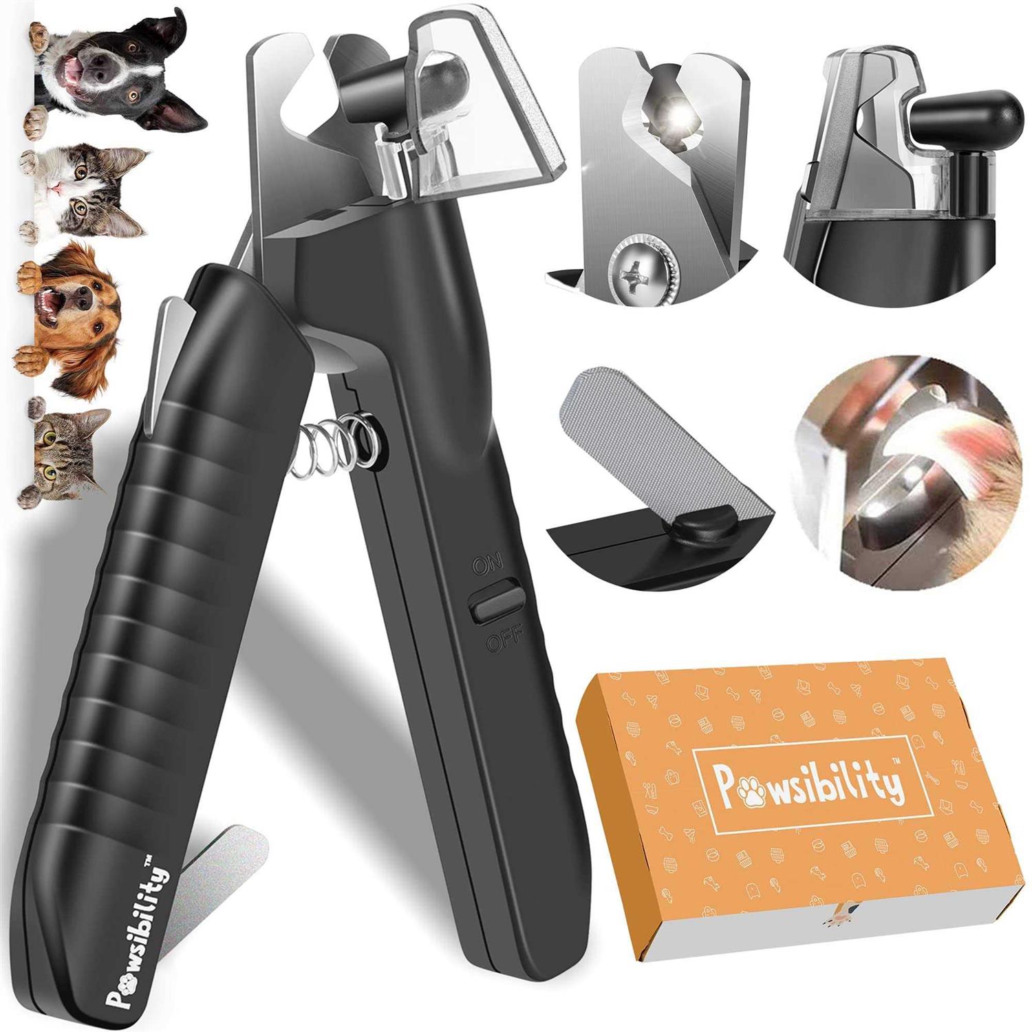 Pawsibility Reinvented Pet Nail Clippers for Your Pal Ultra Bright LED Light for Bloodline