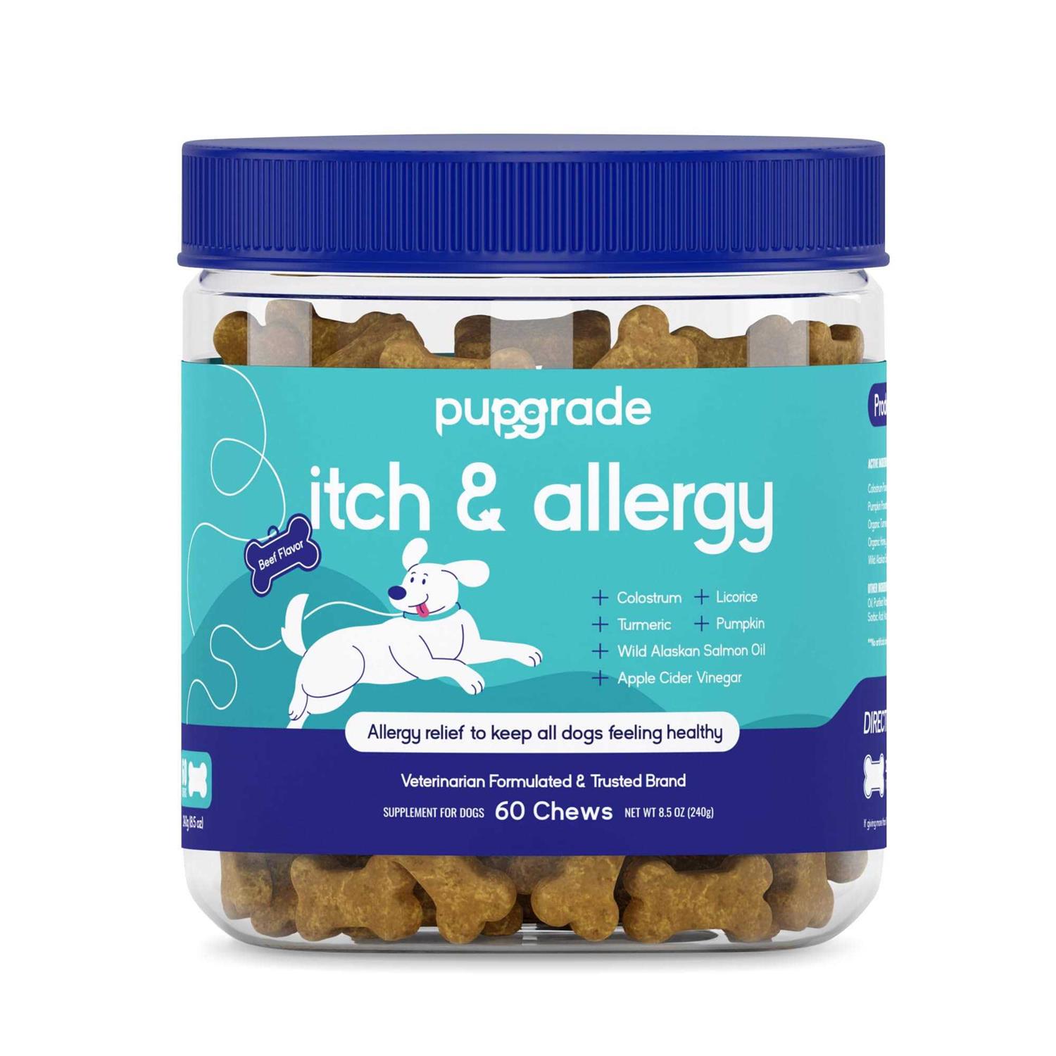 PupGrade Itch & Allergy Chew Supplement for Dogs Improved Immune Support & Seasonal Allergies with Alaskan Salmon Fish Oil