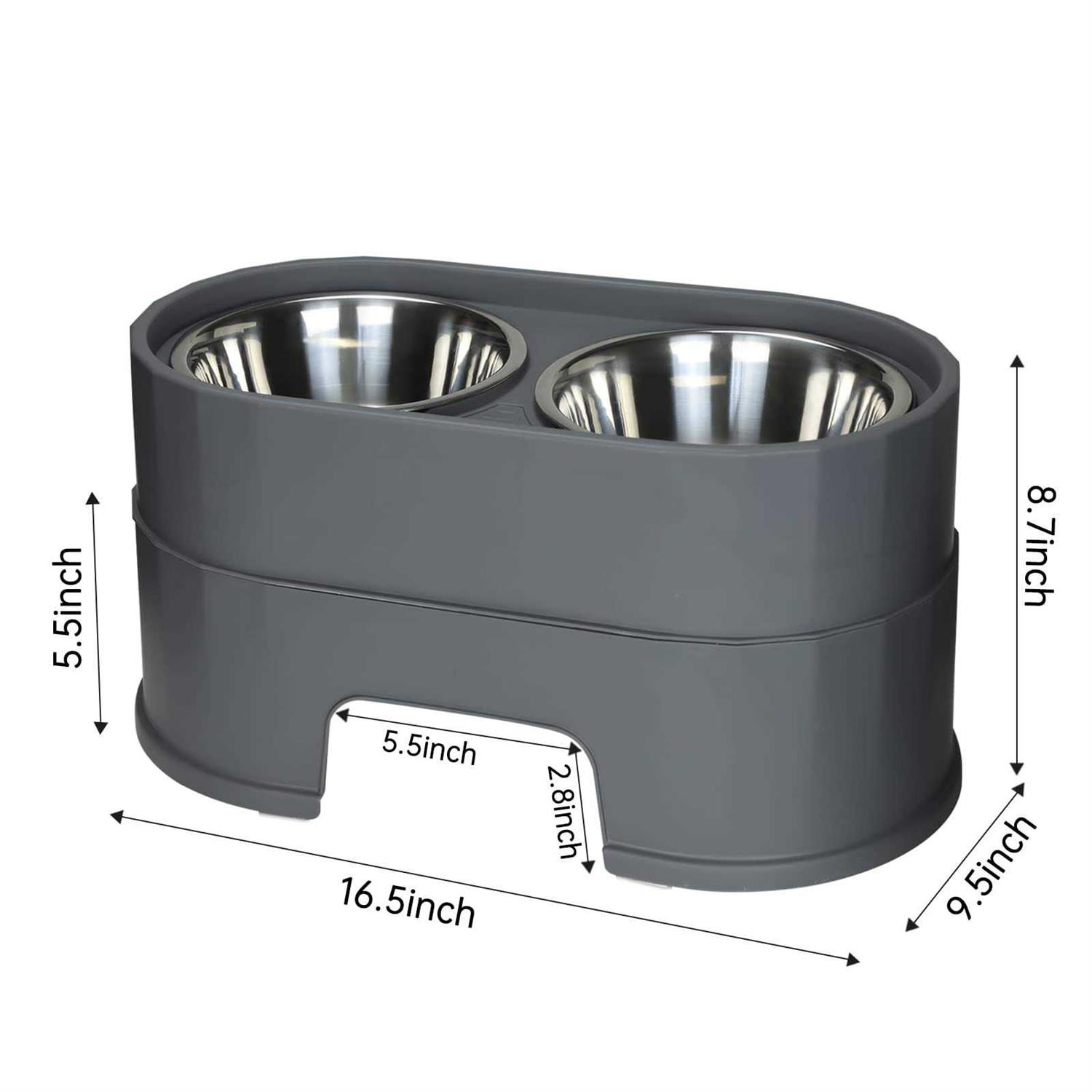 MASOcAT Raised Dog Bowls,Stainless Steel Dog Food Dish and Pet Water Bowls,Elevated Height Adjustable Double Bowl with Stand
