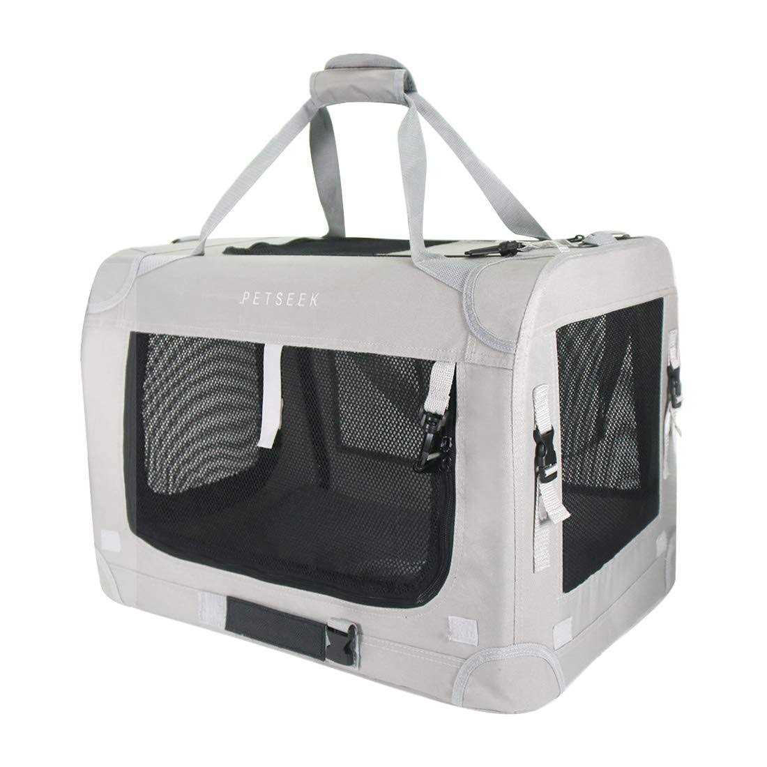 Petseek Extra Large Cat Carrier Soft Sided Folding Small Medium Dog Pet Carrier 24×16.5×16 Travel Collapsible Ventilated Comfortable Design