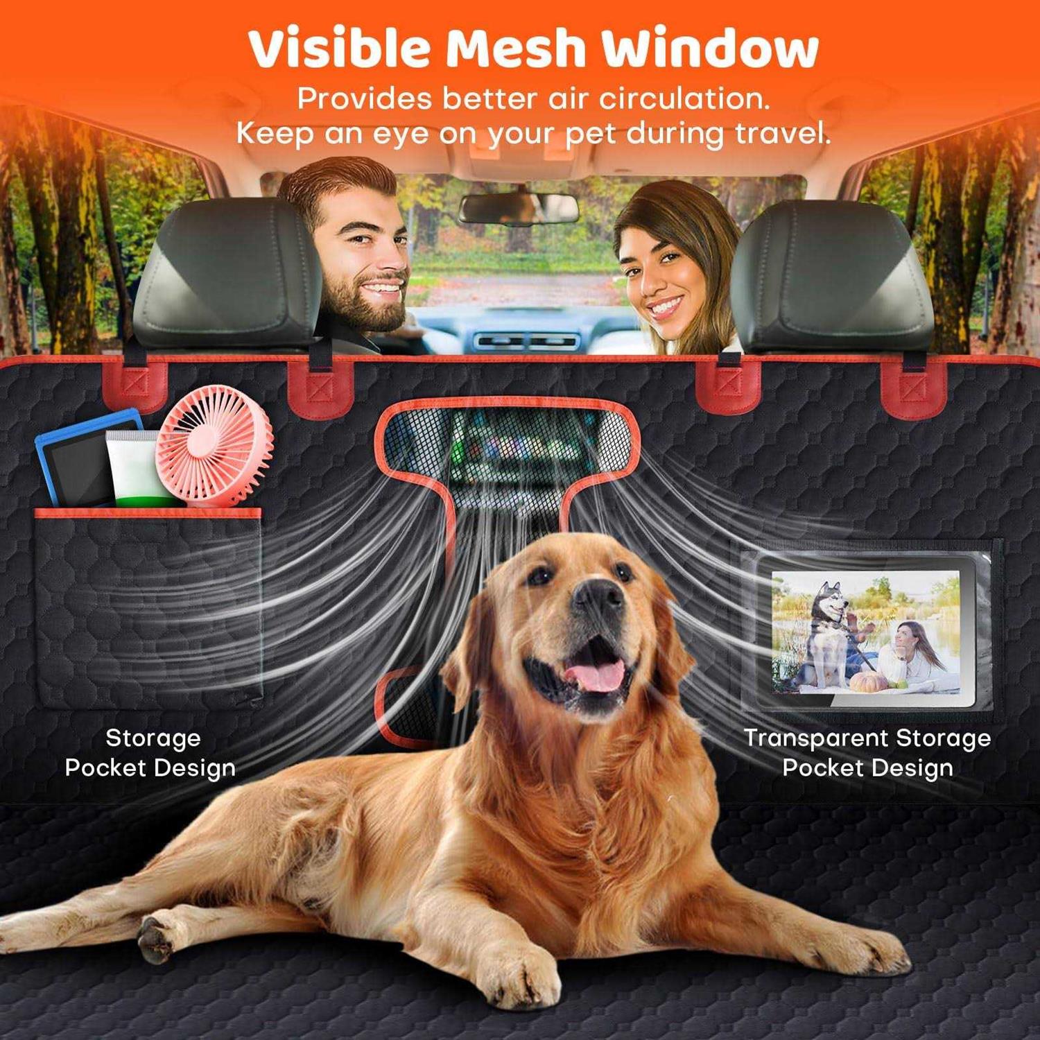 SerPro Back Seat Extender for Dogs,Hard Bottom Dog Car Seat Cover,Waterproof Dog Bed Hammock for Car Travel Camping,Pet Dog Bed Mattress Backseat