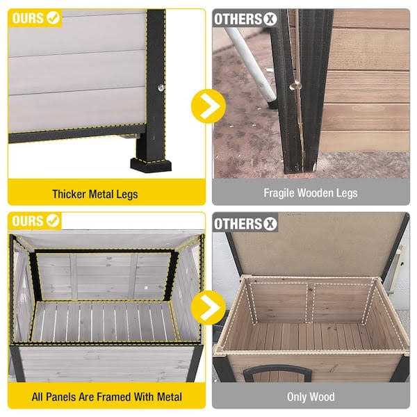 Aivituvin Outdoor Dog House with Porch Strong Iron Frame