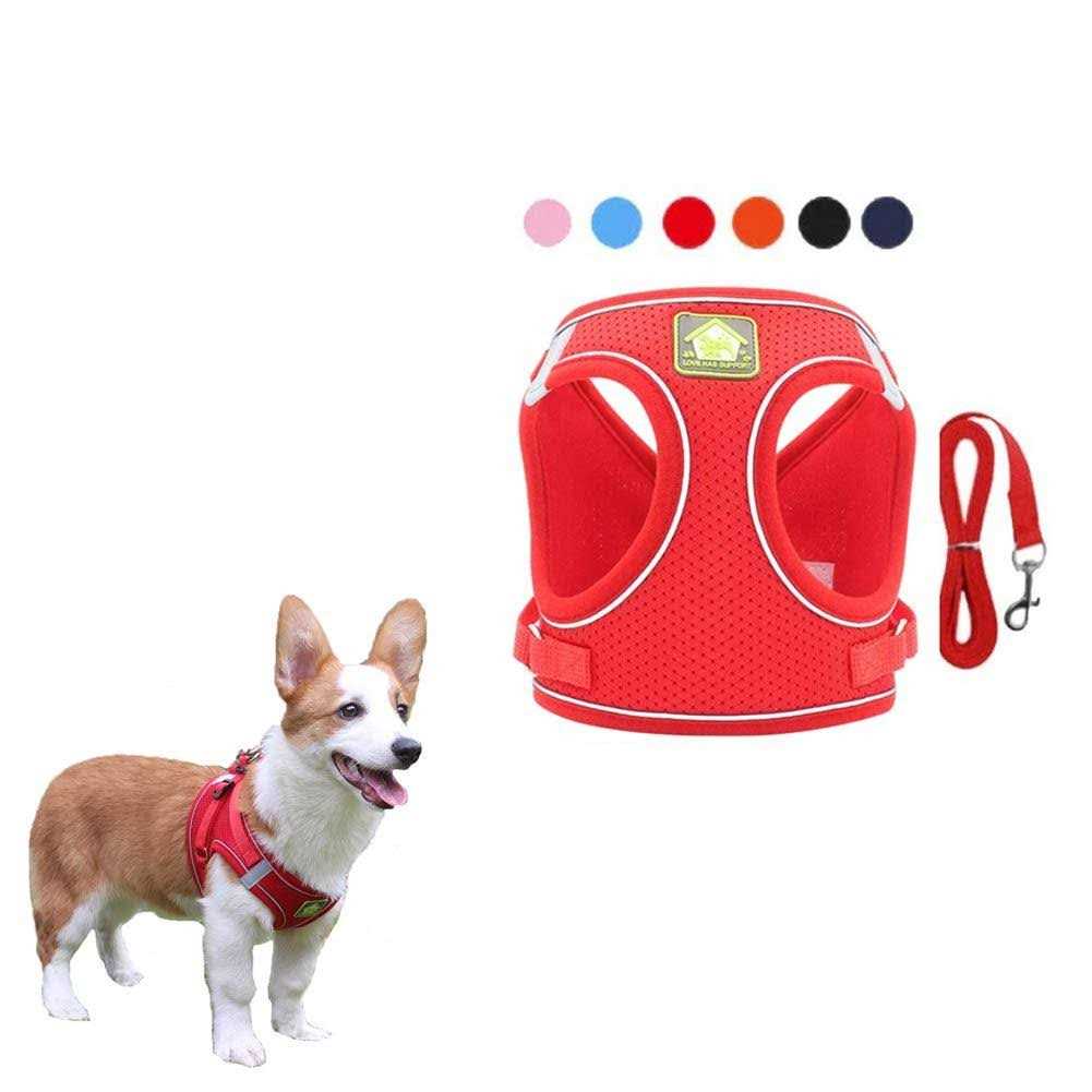 Feimax Dog Harness and Leash Set No-Pull Soft Mesh Vest Reflective Adjustable Pet Harnesses For Small