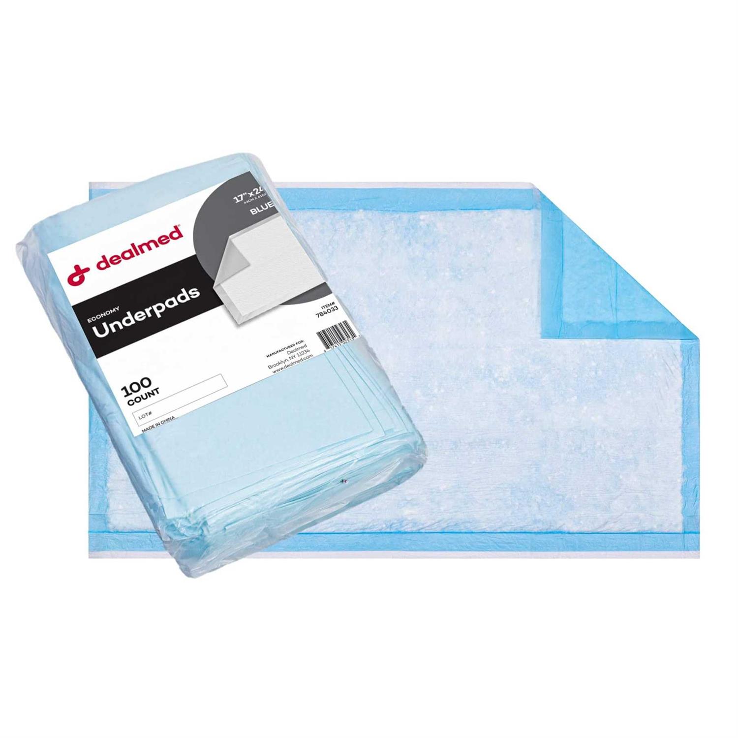 Dealmed Economy Absorbency Disposable Underpads 2-Ply Tissue Fill 17 X 24”