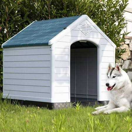 Cl.hpahkl Outdoor Large Dog HouseDurable Waterproof Plastic Dog House , with Vent and Raised Floor Large Dog House