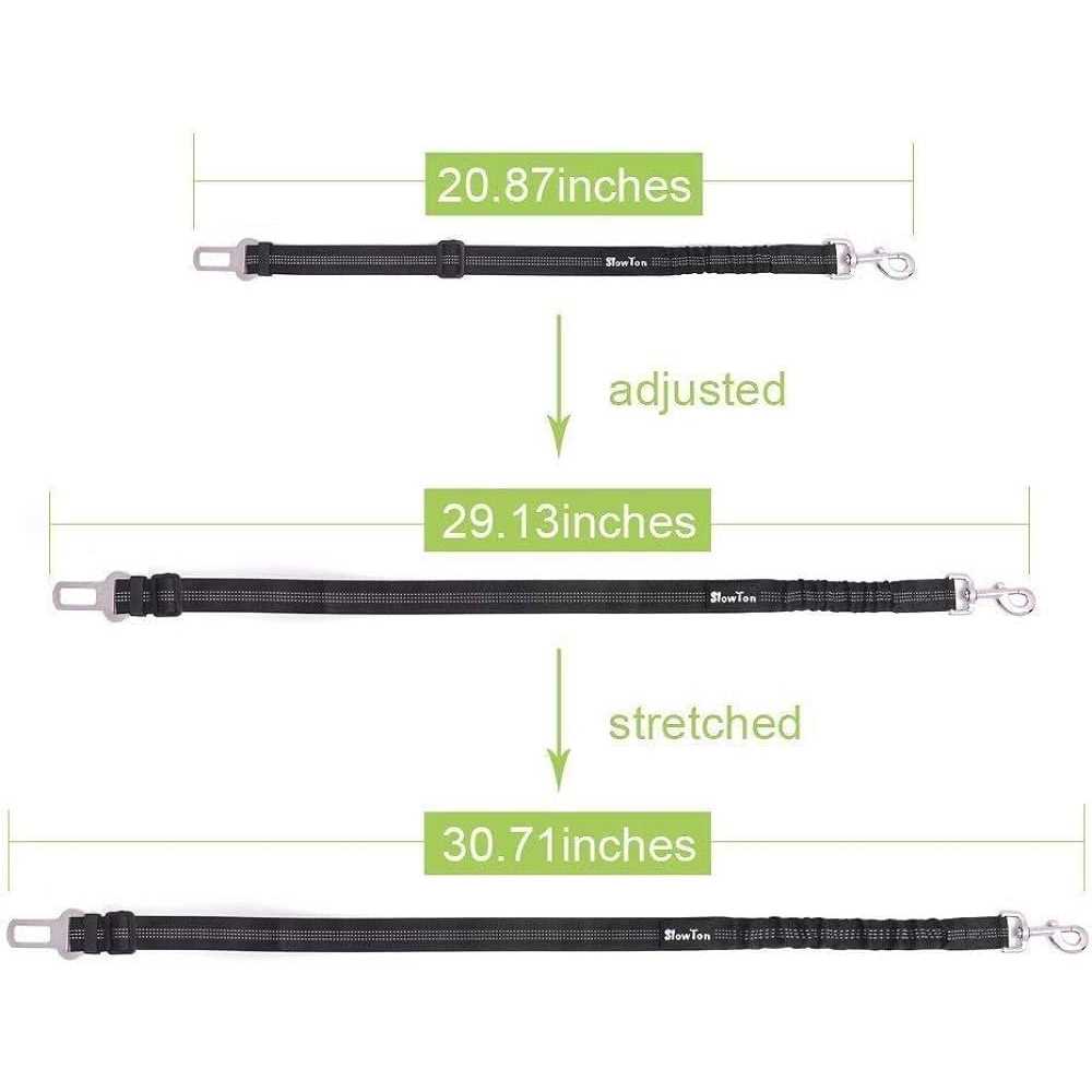 SlowTon Dog Car Harness Seat Belt Set Dog Vest Harness for Car Adjustable Mesh Breathable & Vehicle Safety Seatbelt Tether with Elastic Bungee