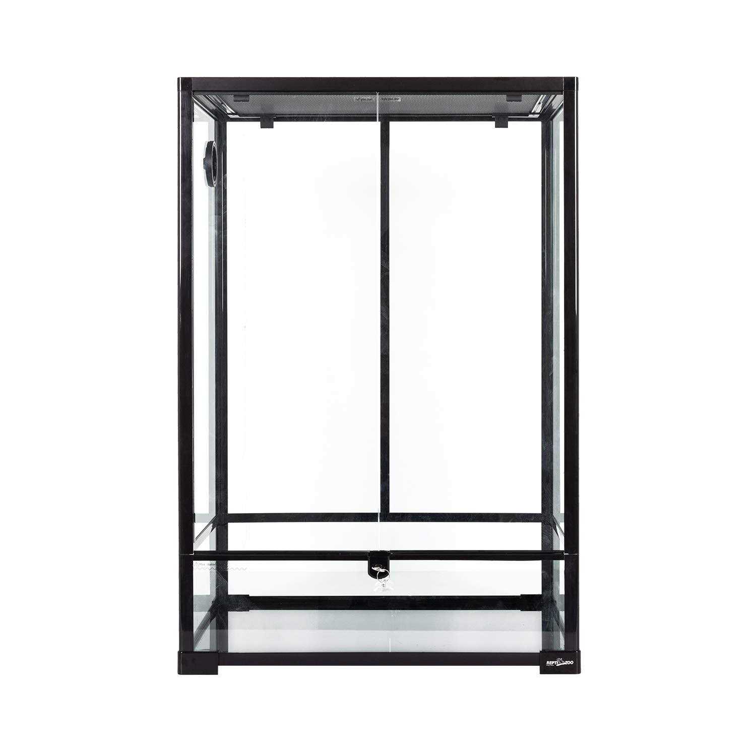 Repti ZOO 24 x 18 x 36 Reptile Tall Glass Terrarium Rainforest Habitat Double Hinge Door with Screen Ventilation 67 Gallon Reptile Terrarium Easy