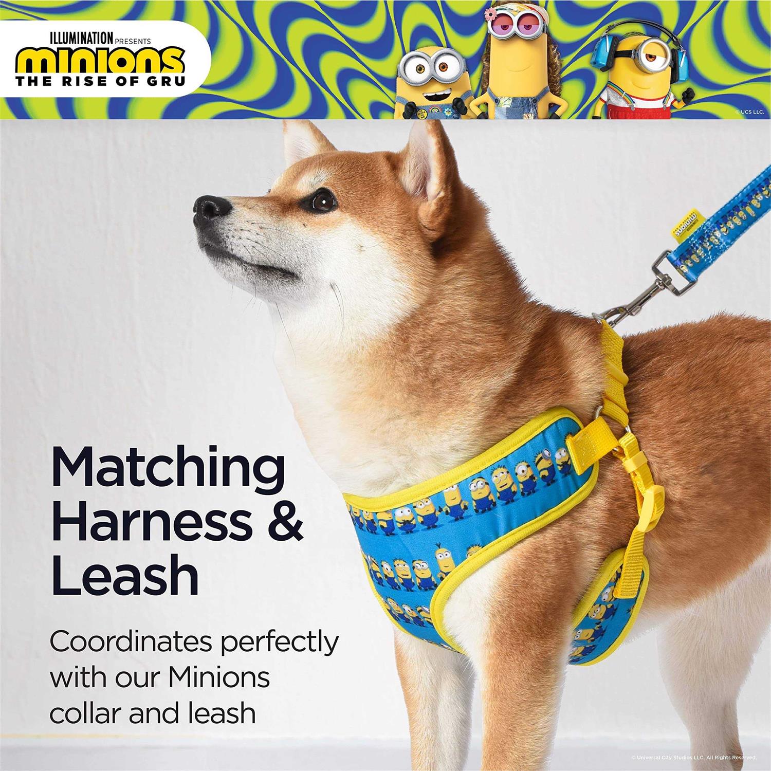 Minions Dog Harness Blue Minions in a Row Comfortable Mesh No-Pull Dog Harness