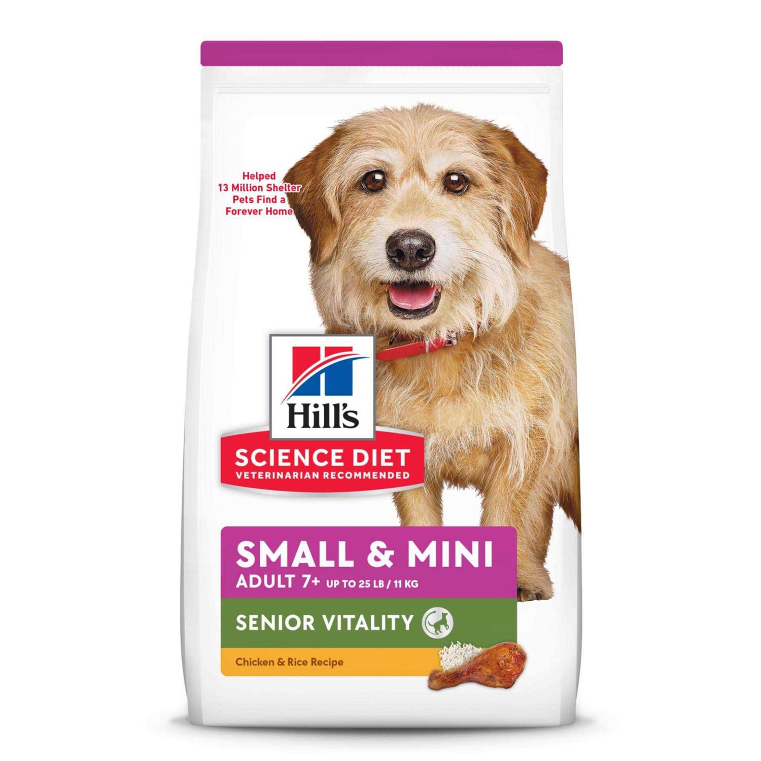 Hill’s Science Diet Adult 7+ Senior Vitality Small & Mini Chicken & Rice Recipe Dog Food