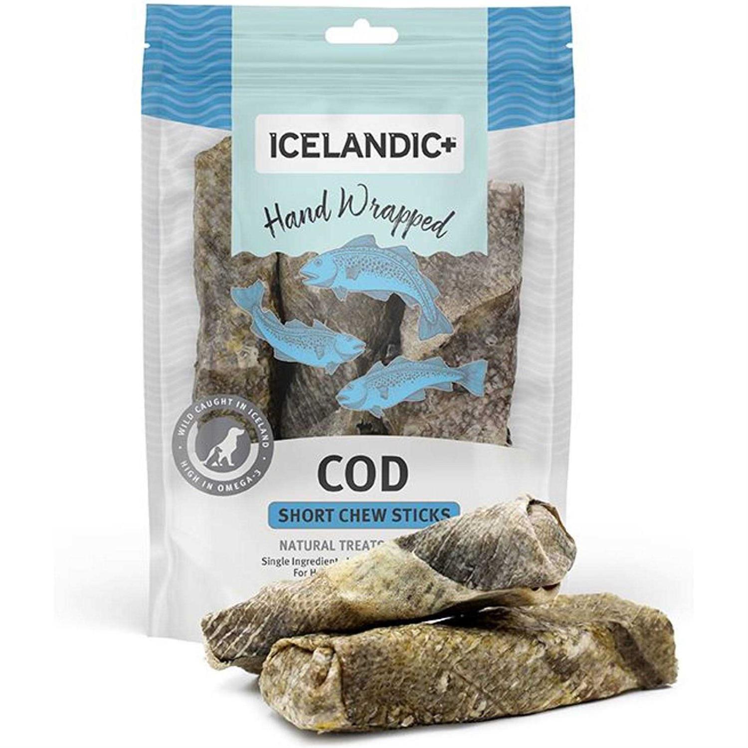 Icelandic+ Hand Wrapped Cod Skin Short Chew Stick Dog Treats