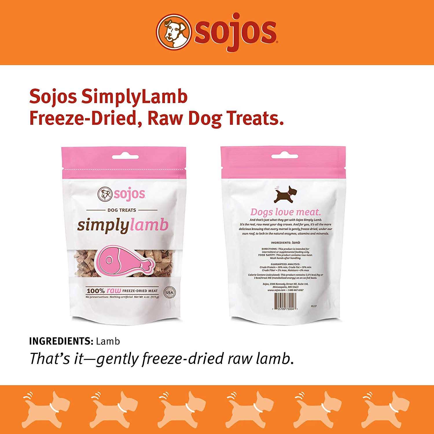 Sojos Simply Lamb Freeze Dried Dog Treats