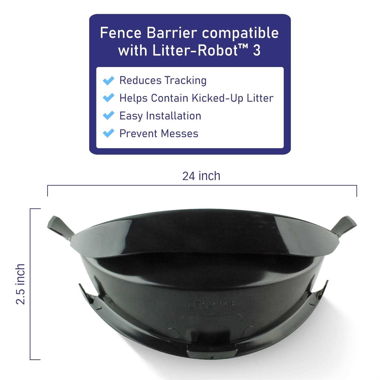 Pet Standard Fence/Litter Barrier Compatible with Litter-Robot 3 Connect, Reduces Tracking, Helps Contain Kicked-Up Litter and Prevent Messes