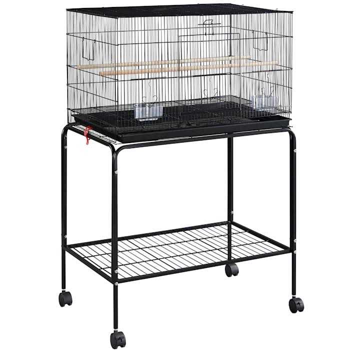 Topeakmart 47 Flight Cage with Slide-Out Tray and Rolling Detachable Stand for Birds