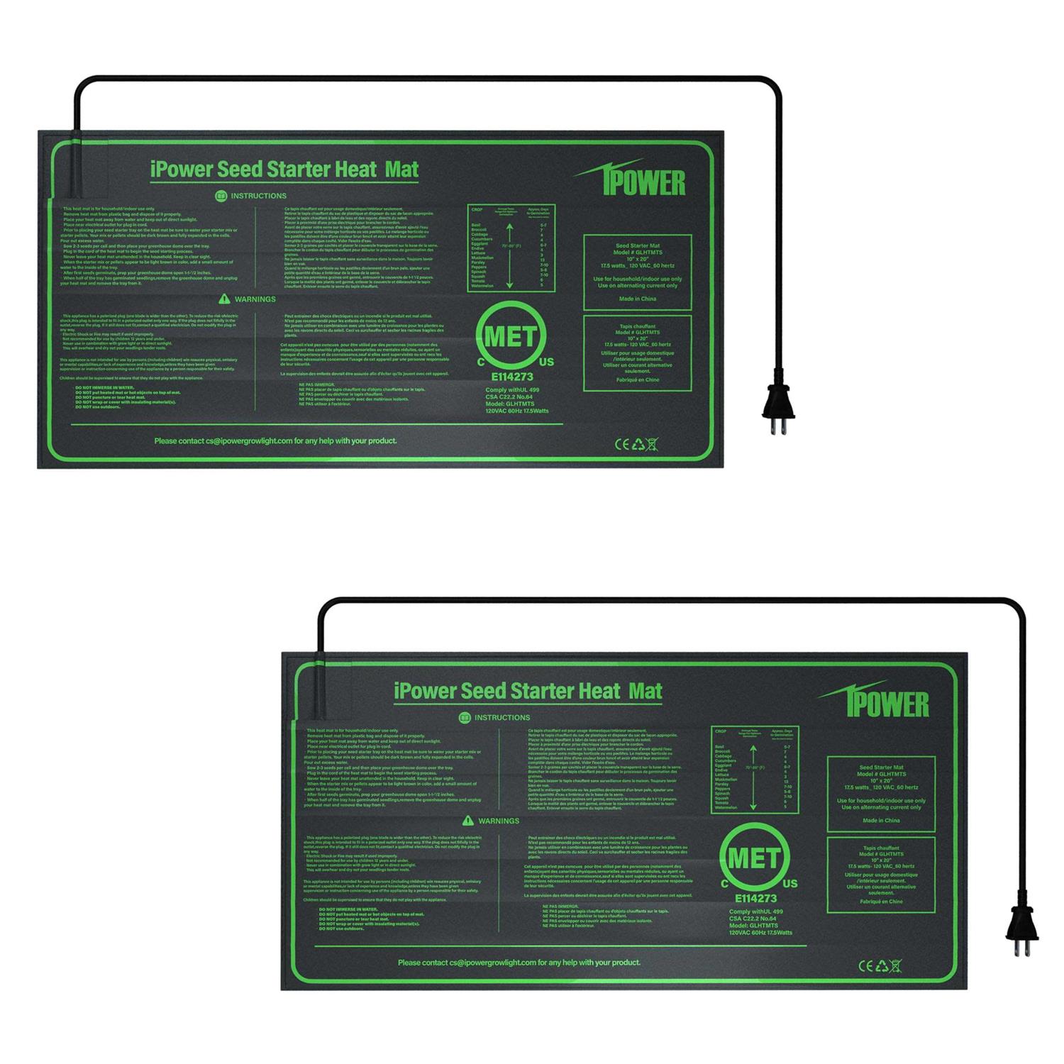 iPower GLHTMTS Durable Waterproof Seedling Heat Mat Warm Hydroponic Plant Germination Starting Pad