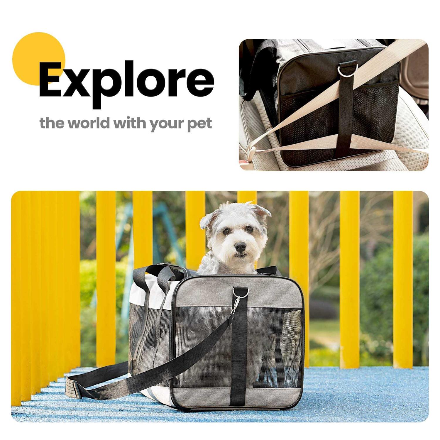 Conlun Cat Carrier Airline Approved Soft-Sided Dog Carrier with Inner Safety Leash