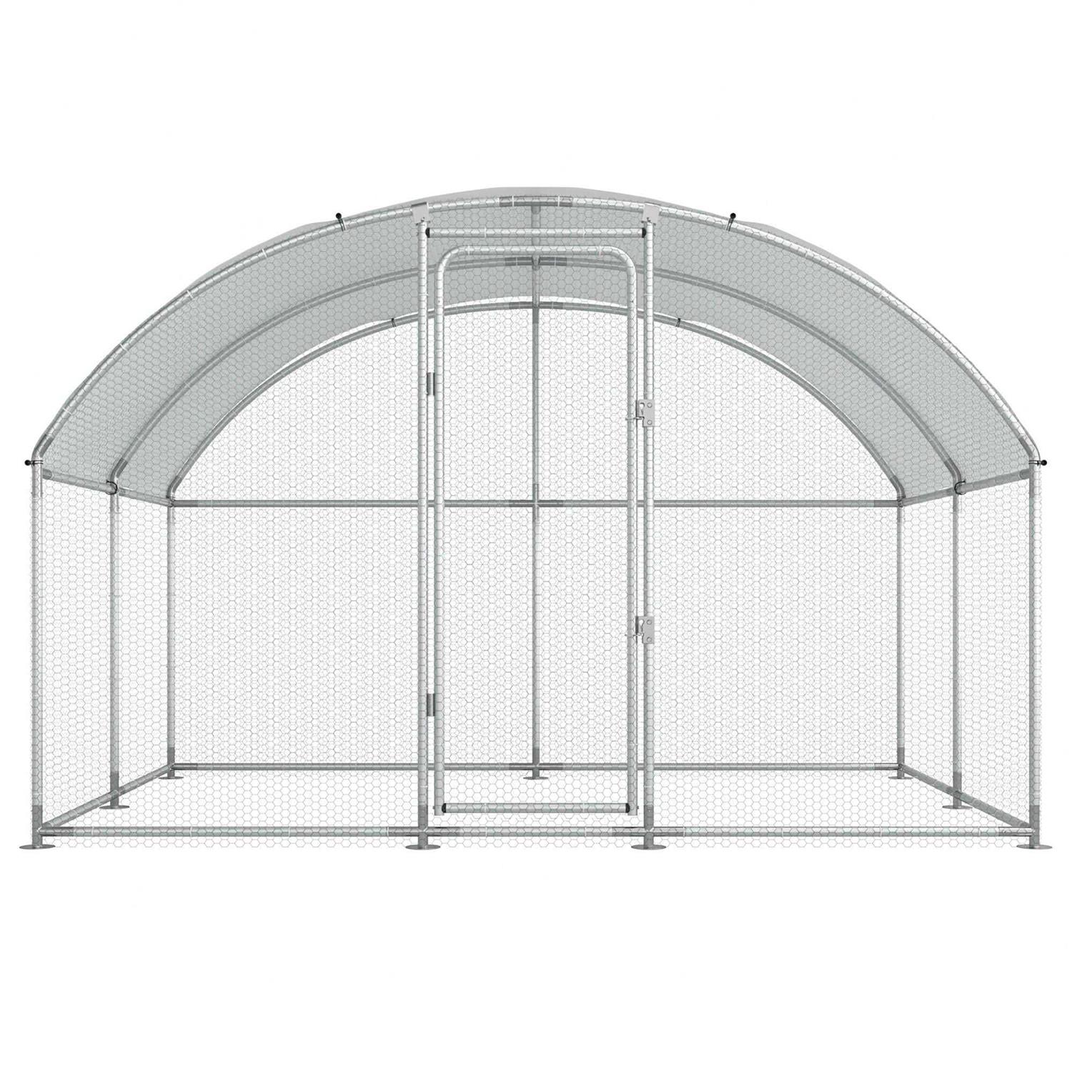 ECOLINEAR Large Metal Chicken Coops for 20 Chickens Runs for Yard with Waterproof Cover Walk-in Chicken Pen 10’Lx6.6’Wx6.6’H Outdoor Backyard Farm Use