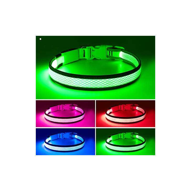 Flashseen LED Dog Collar USB Rechargeable Light Up Dog Collar Lights