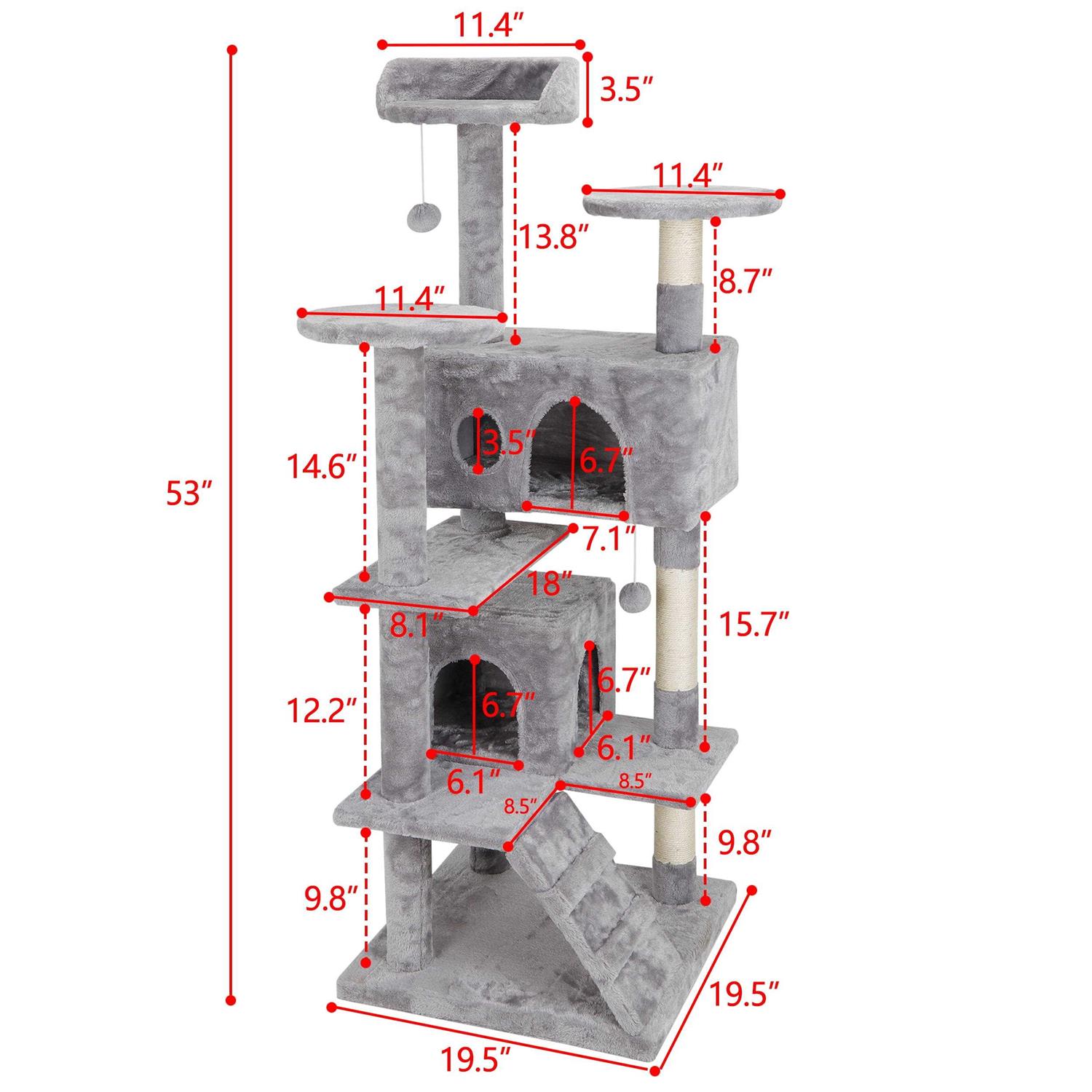 ZENY 53 Cat Tree Multi-Levels Condos Scratching Post Tower Play House