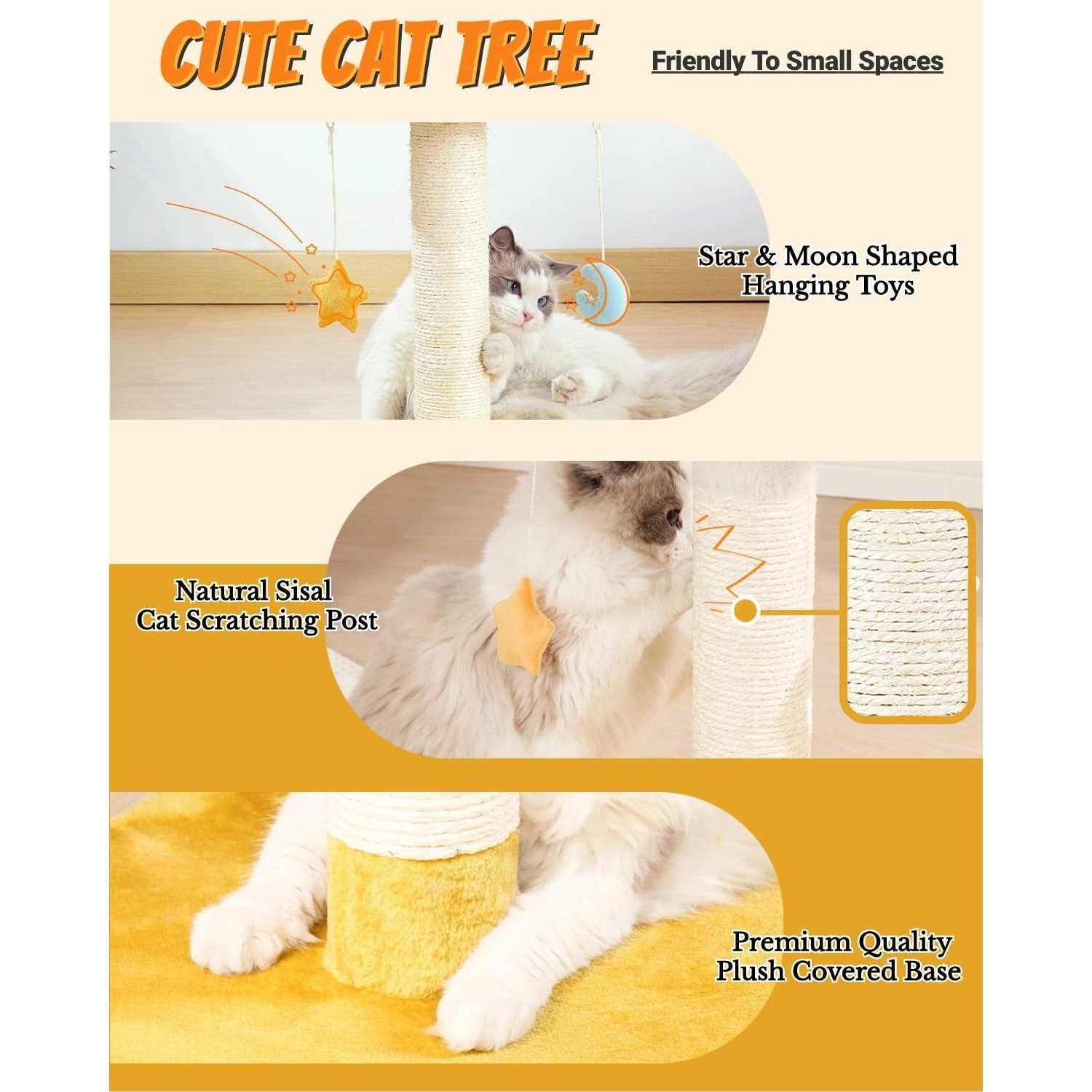 Happi N Pets Cloud Cat Scratching Post with Bed Cat Tree Tower for Indoor Cats