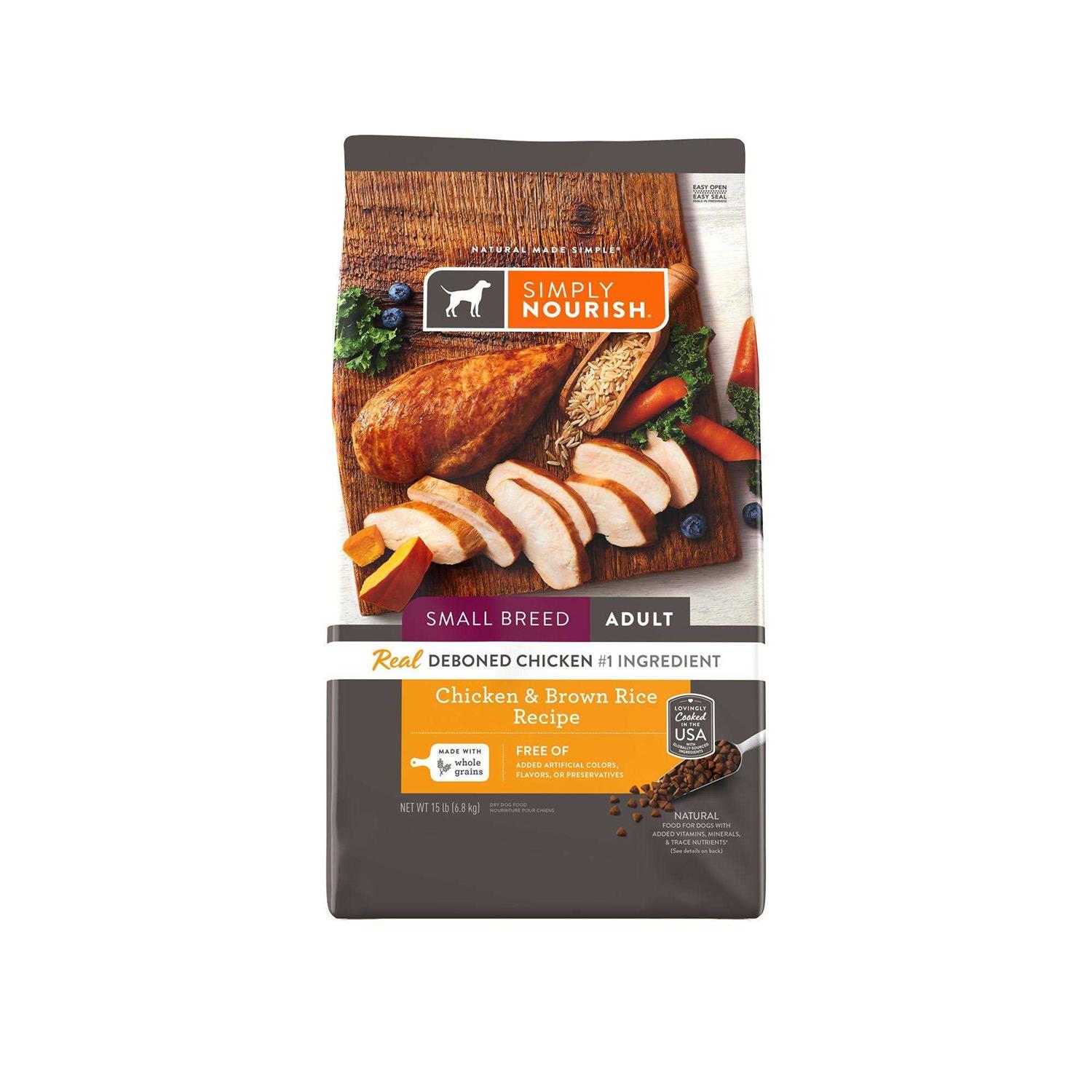 Simply Nourish Adult Dry Dog Food Natural Chicken and Brown Rice