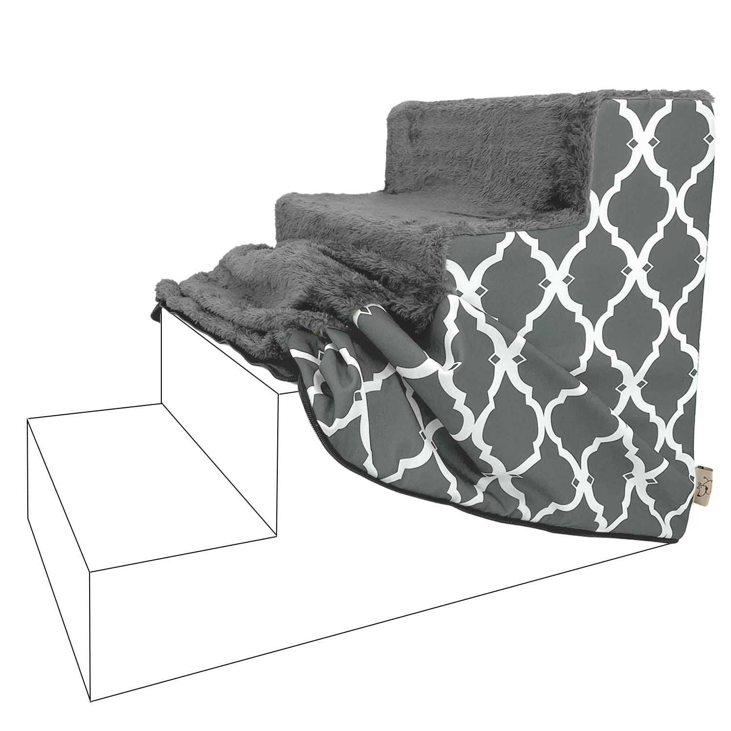 Best Pet Supplies Foam Pet Steps Cover for Small Dogs and Cats, Portable Ramp Stairs for Couch, Sofa, and High Bed Climbing