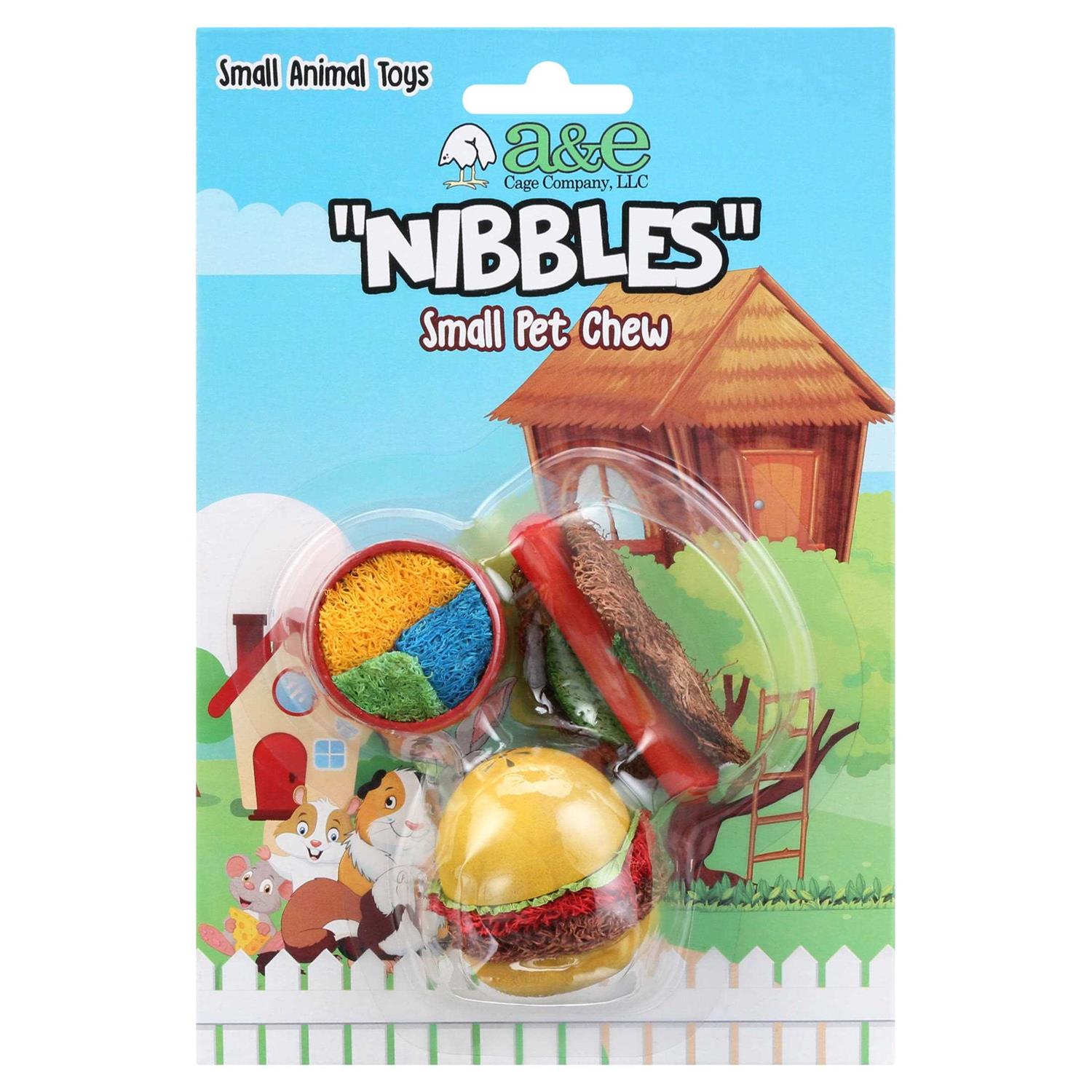 A & E Cages Nibbles Summer Cookout Wood & Loofah Small Animal Chews