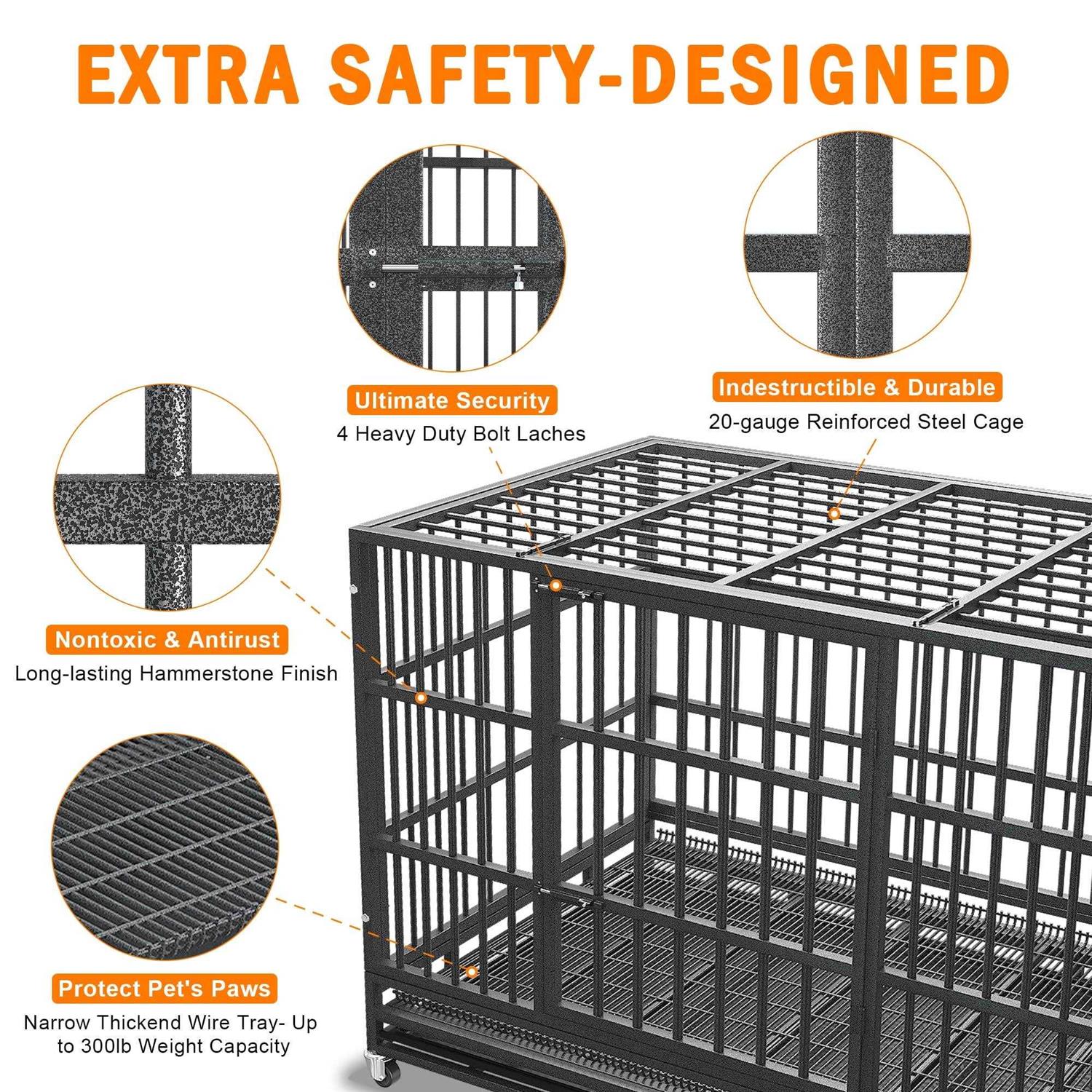 Boldbone 48/38 inch Heavy Duty Dog Crate for Large Dogs Dog Kennels and Metal Wire Cages