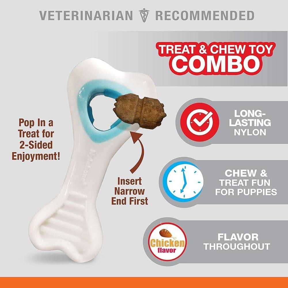 Nylabone Power Chew Knuckle Bone & Pop-In Treat Combo Chicken Toy