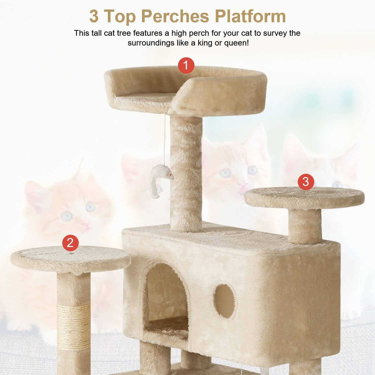 Bestpet 54in Cat Tree Tower with Cat Scratching Posts Stand House Cat Condo with Funny Toys