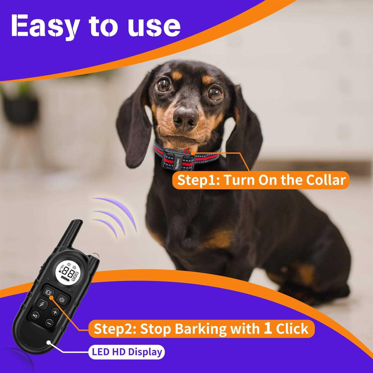 Teptec Smallest & Lightest Anti Bark Collar/Training Collar for Small Dogs 5-15lbs