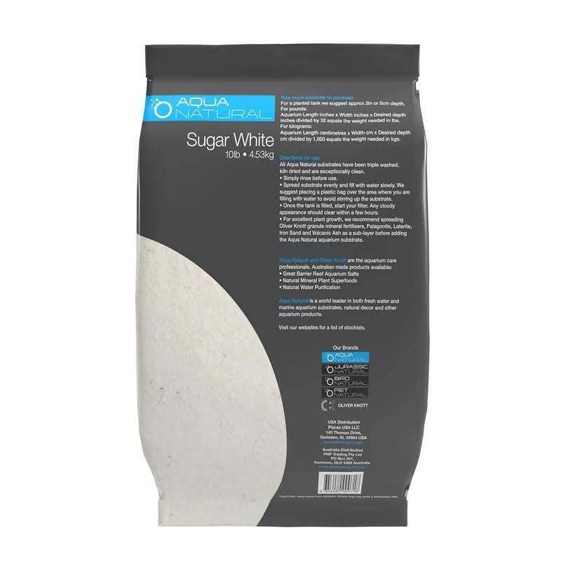 Aqua Natural Sugar White Sand 10lb Substrate for Aquascaping, Aquariums, Vivariums and Terrariums