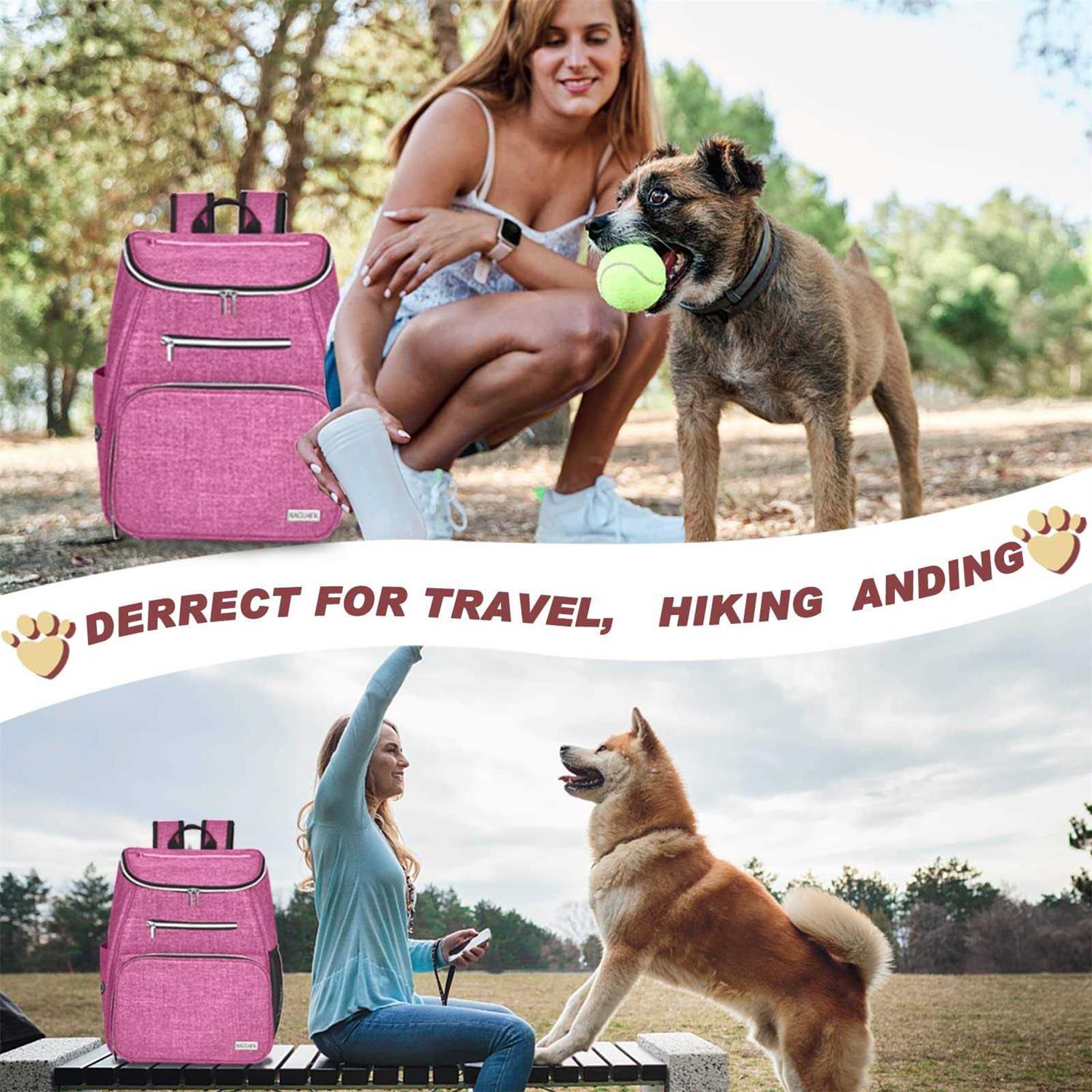 baglher Dog Travel Bag,Airline Approved Pet Supplies Backpack,Dog Travel Backpack with 2 Silicone Collapsible Bowls and 2 Food Baskets