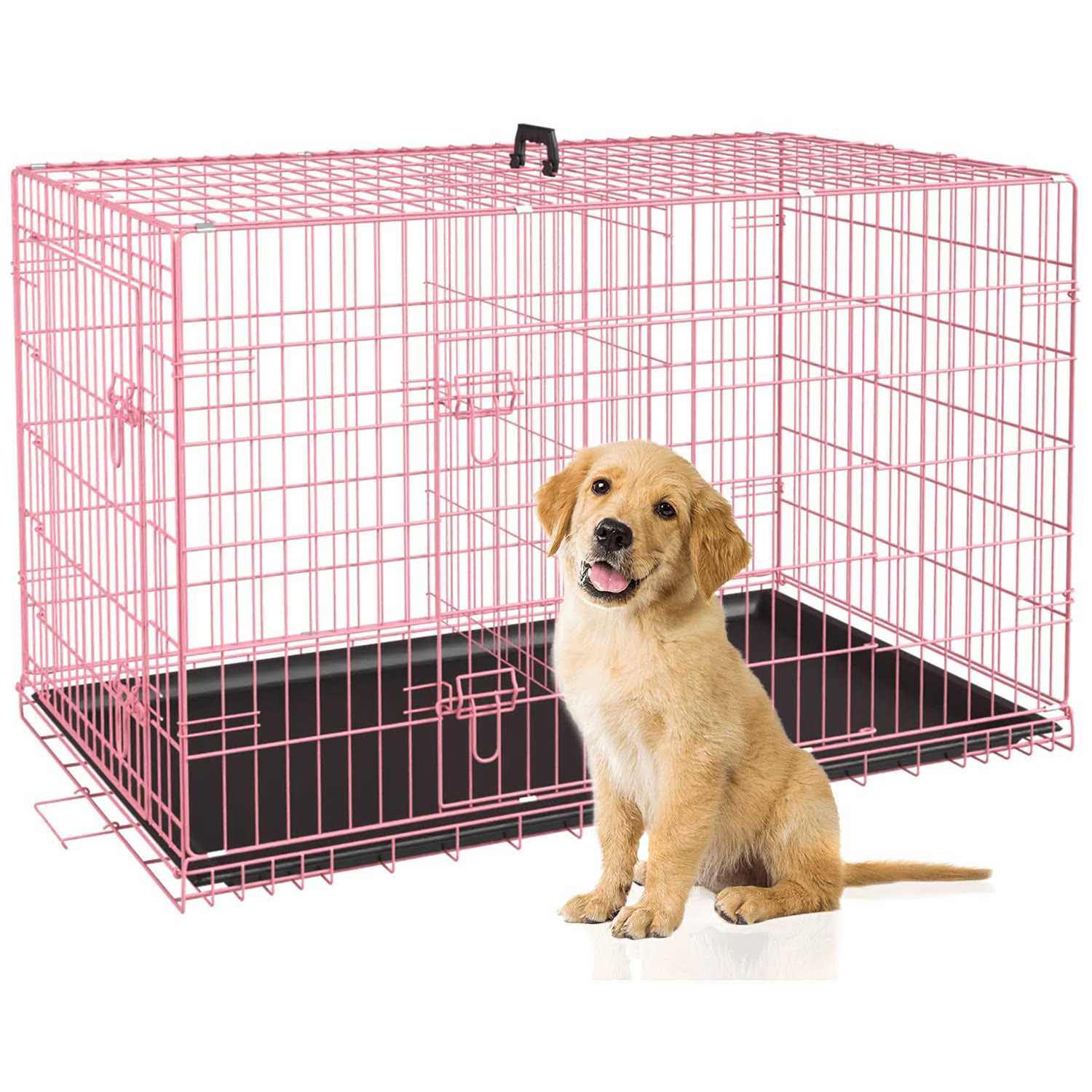 bestpet 24,30,36,42,48 Inch Dog Crates for Large Dogs Folding Mental Wire Crates Dog Kennels Outdoor and Indoor Pet Dog Cage Crate with Double-Door
