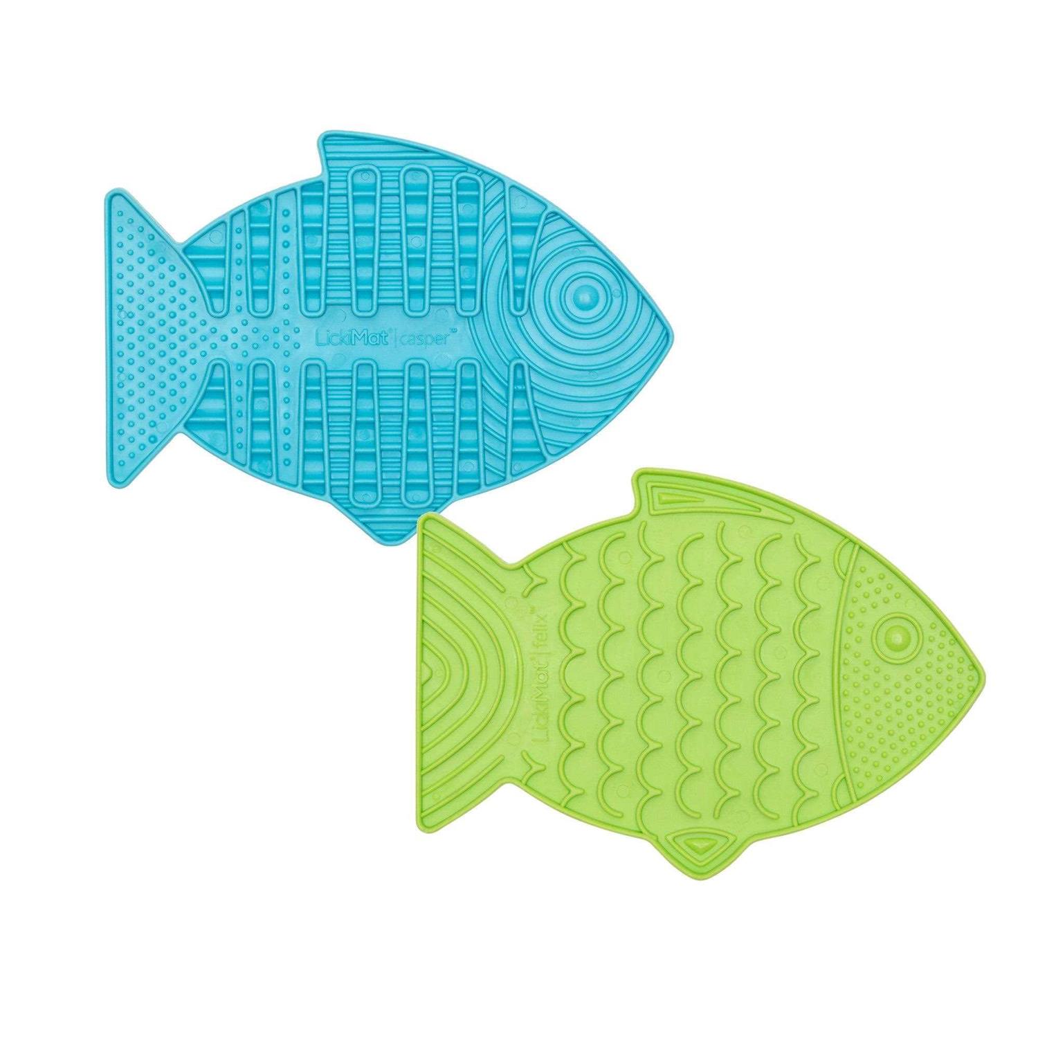 Lickimat Casper & Felix, Fish-Shaped Cat Slow Feeders Lick Mat, Boredom Anxiety Reducer
