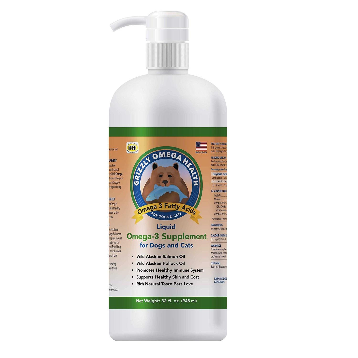 Grizzly Omega Health Liquid Omega-3 Supplement for Dogs