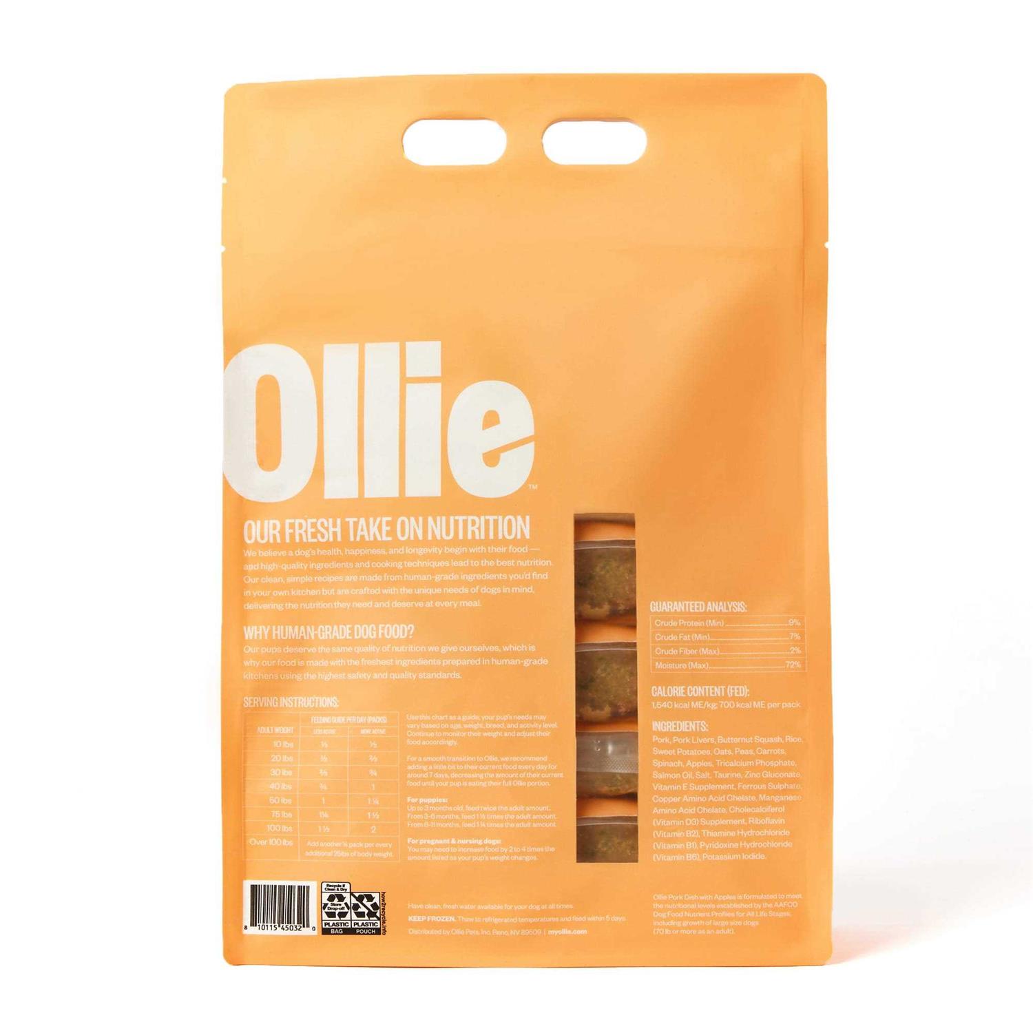 Ollie Fresh Pork Dish with Apples Frozen Dog Food