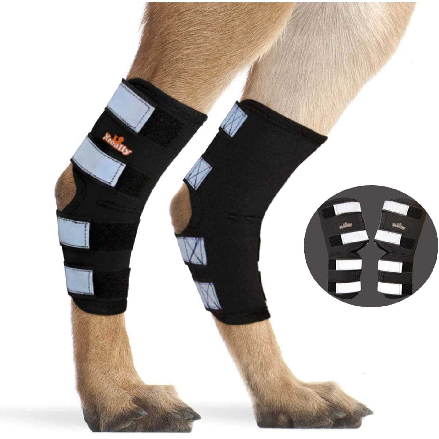 Neoally Dog Hind Leg Brace Canine Rear Leg Support with Safety Reflective Straps for Joint Injury