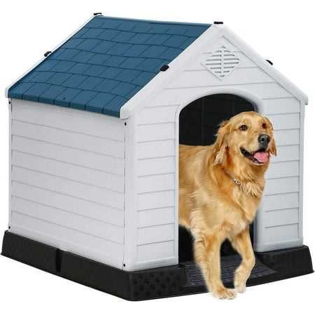 Extra Large Dog House for Large Medium Dogs 41×37.4×39 inch Plastic Water Resistant Dog Houses with Hight Base Support for Winter Tough Durable House