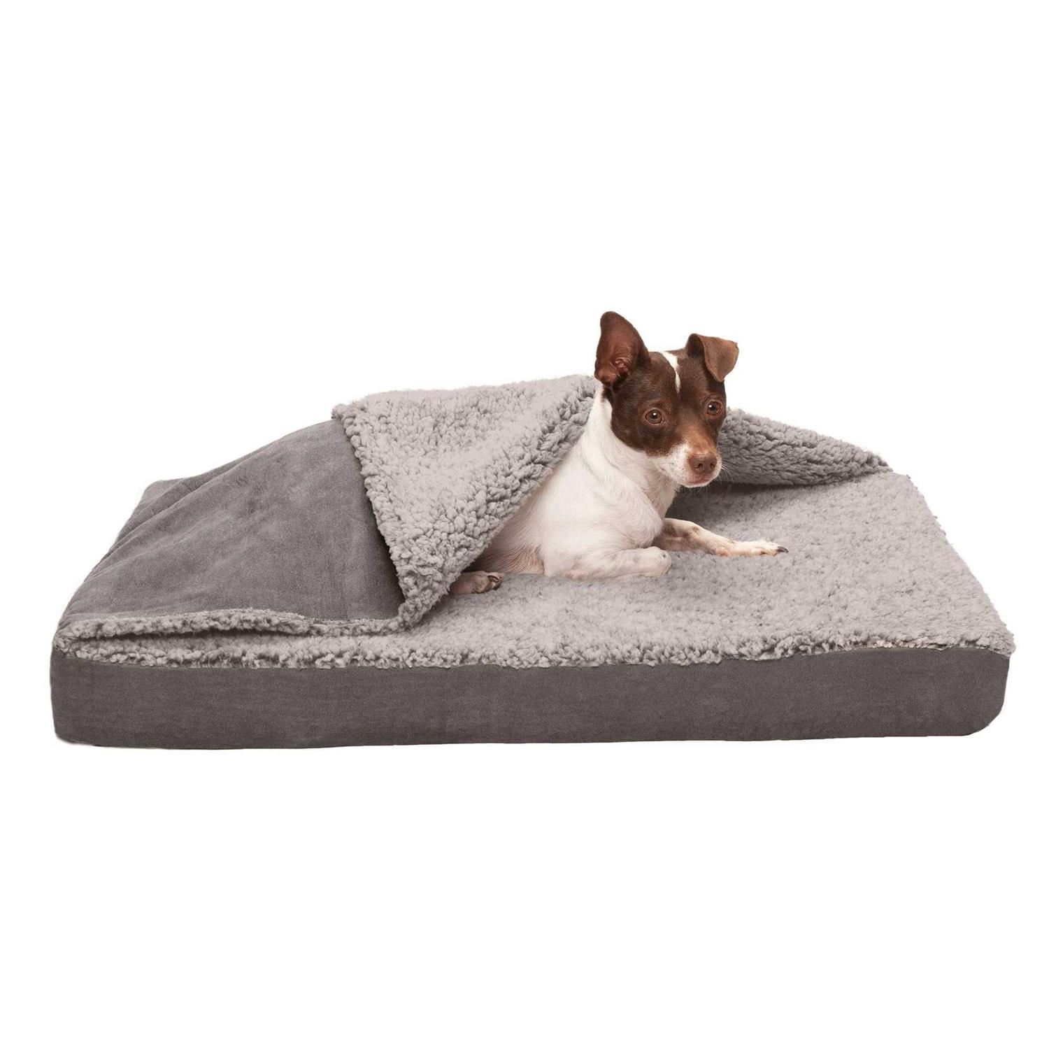 FurHaven Berber & Suede Blanket Top Top Dog Bed