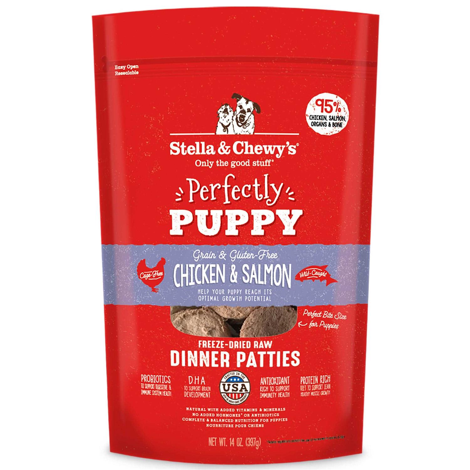 Stella & Chewy’s Perfectly Puppy Freeze-Dried Raw Dog Food Salmon Dinner Patties
