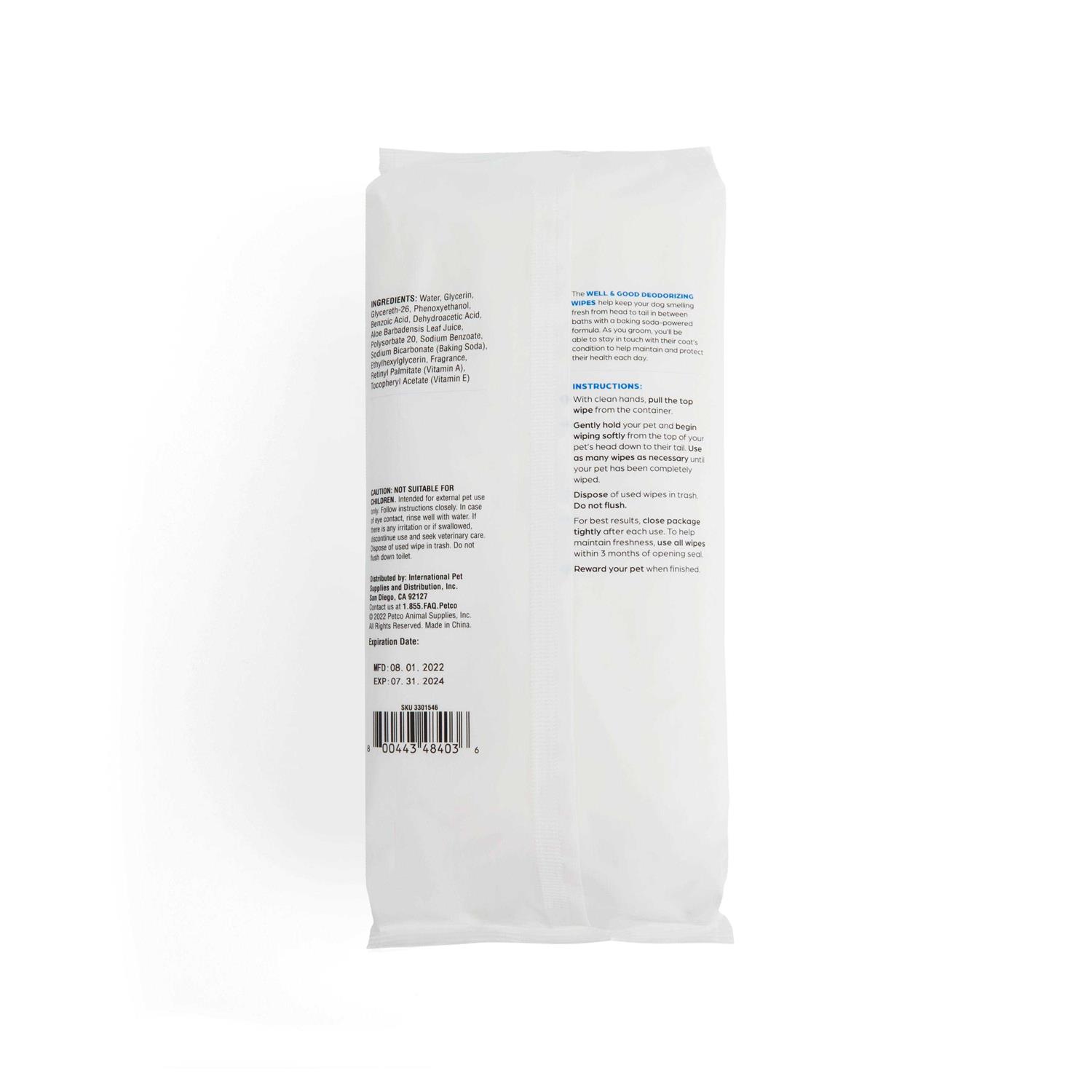 Well & Good Cucumber Melon Deodorizing Dog Wipes