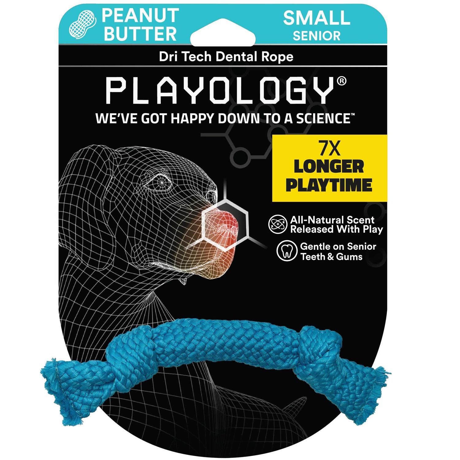Playology Dri-Tech Dental Rope Peanut Butter Scented Dog Toy