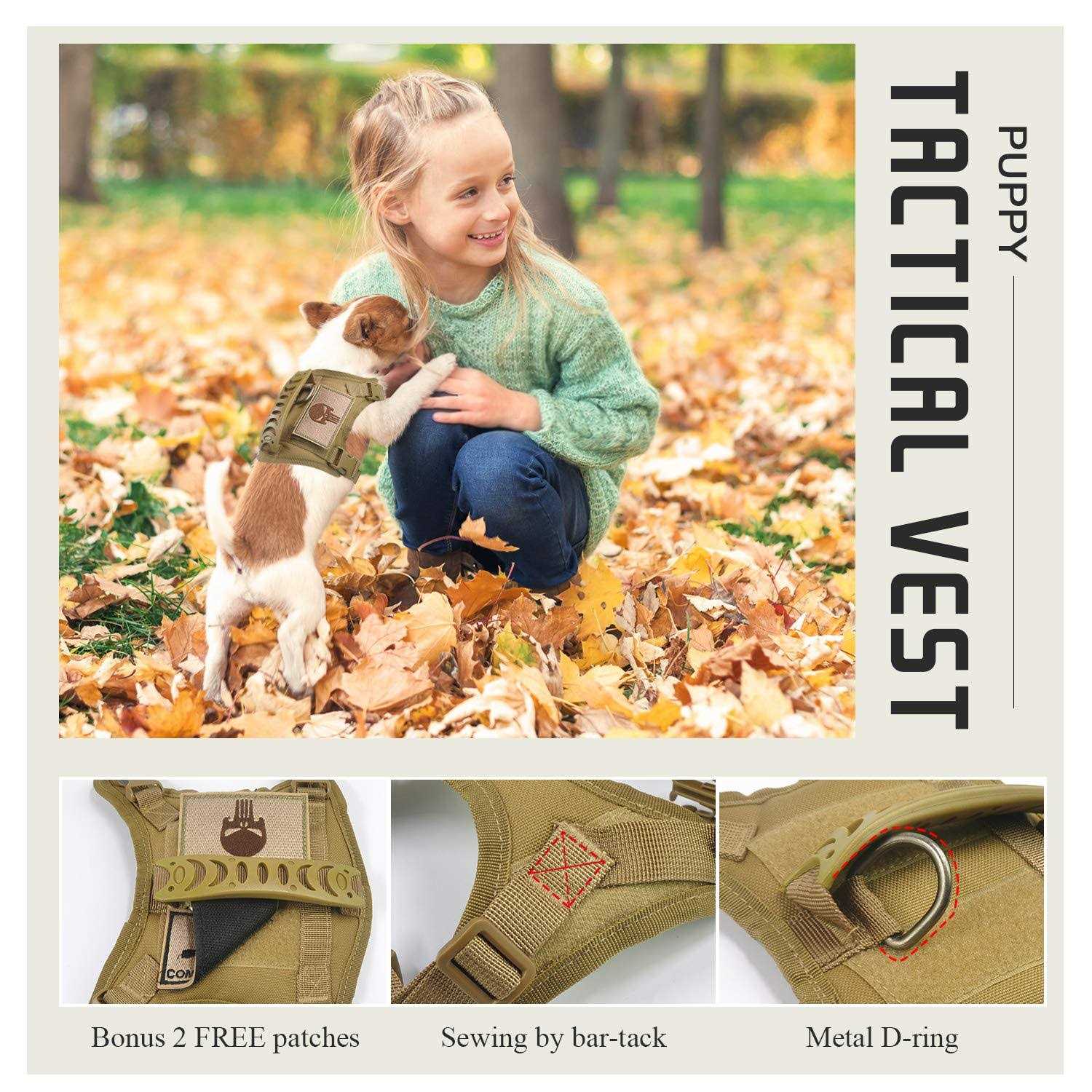 SALFSE Tactical Dog Training Harness Outdoor Working Vest Adjustable Military MOLLE Dog Vest Harness with Rubber Handle